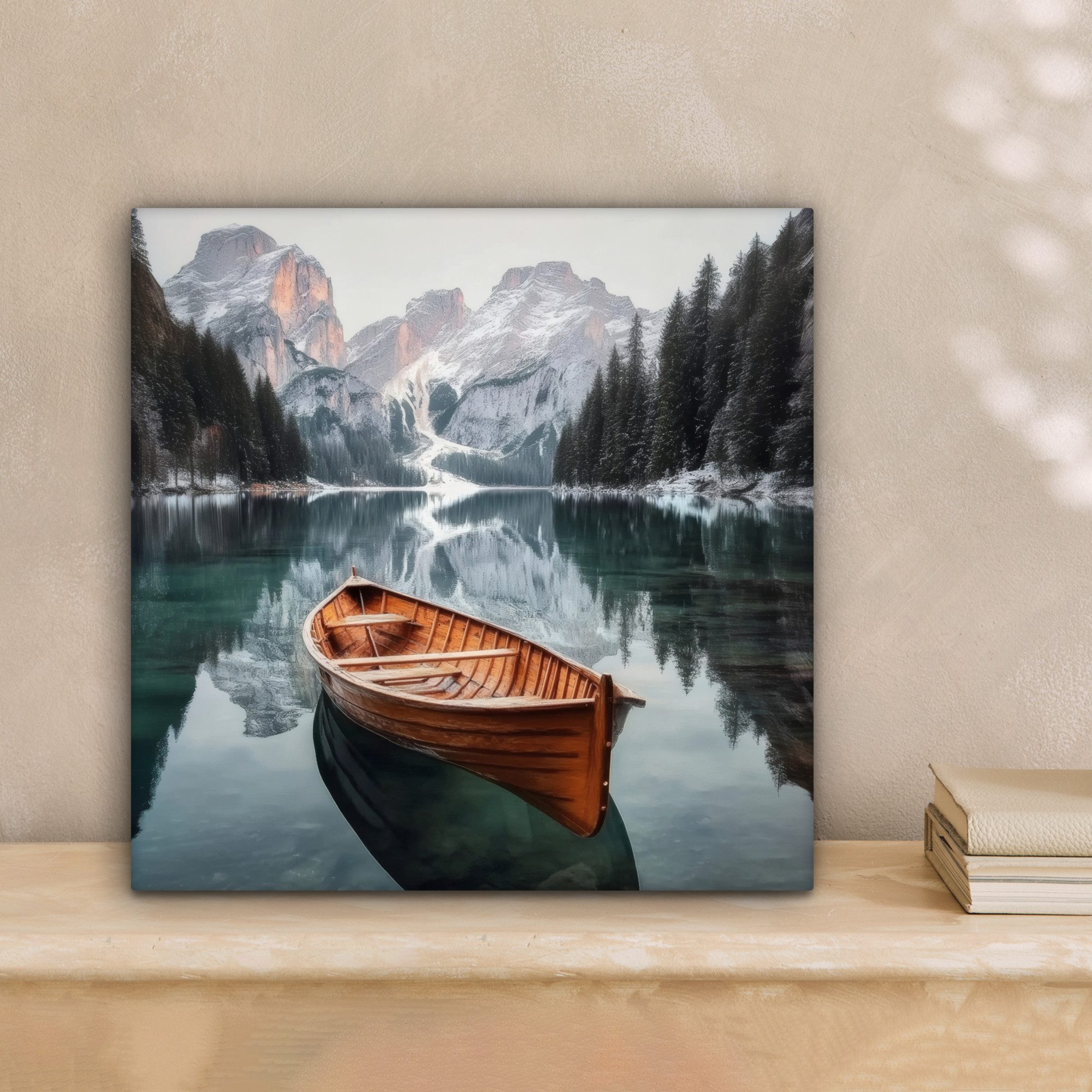 OneMillionCanvasses® Leinwandbild Boot - Berge - günstig online kaufen