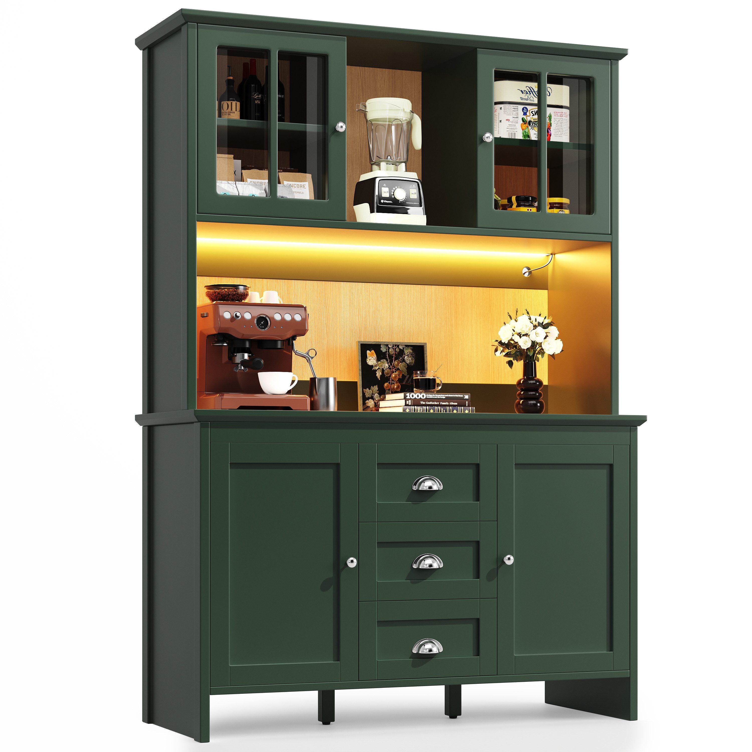 OKWISH Hochschrank Küchenbuffet,Kommode,Sideboard (mit LED-Beleuchtung und günstig online kaufen