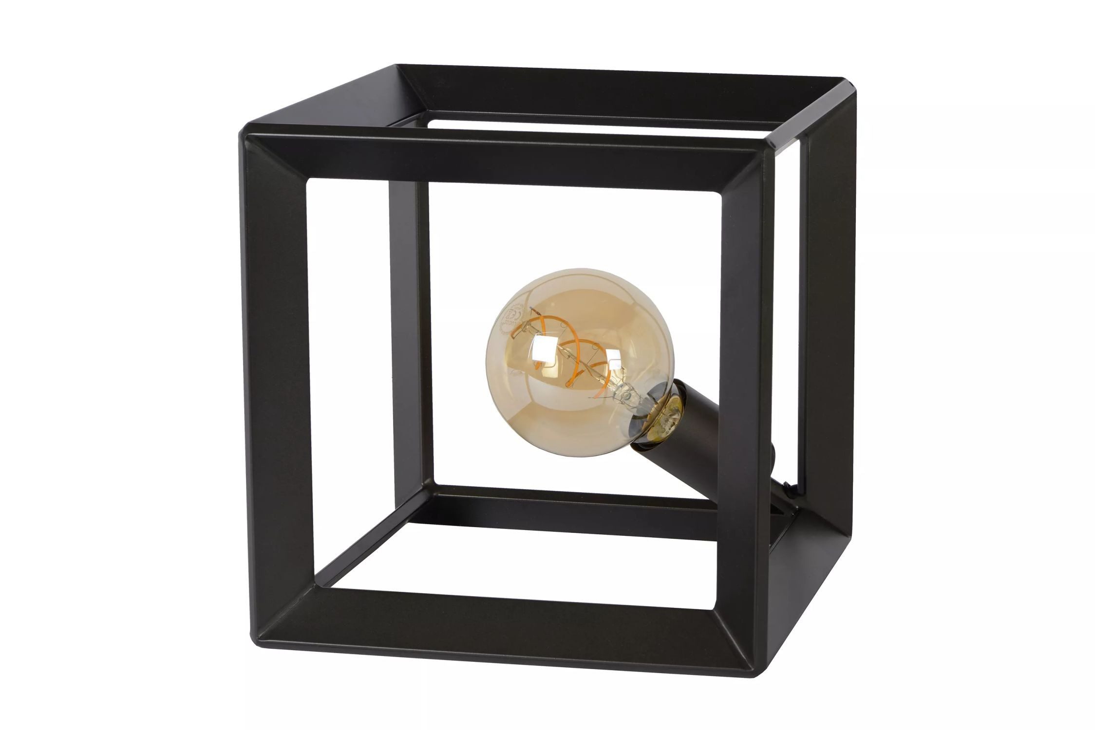 Licht-Erlebnisse Nachttischlampe BOLIN, ohne Leuchtmittel, Metall E27 25 cm hoch Anthrazit eckig Retro Design