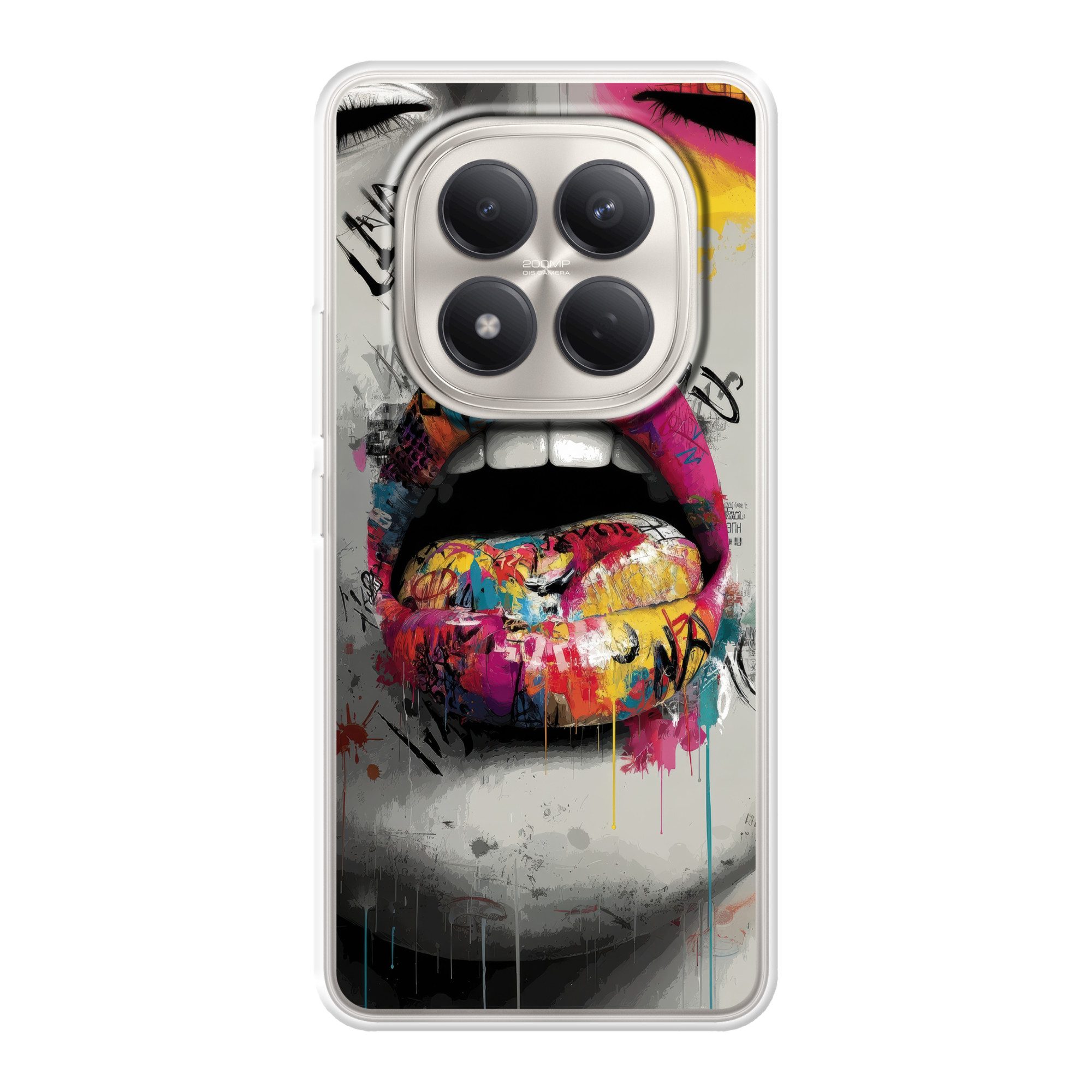 MuchoWow Handyhülle für Xiaomi Redmi Note 15 Pro 4G Lippen - Graffiti - Ausdrucksstark, Handy Case, Silikon, Bumper Case Dünn