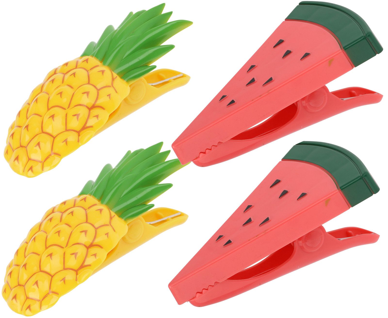 Koopman Handtuchklemme Clips Strandtuch Bunt 4 er Set, 4 Stk, Ananas + Melone, Fruchtmotive, Strandurlaub