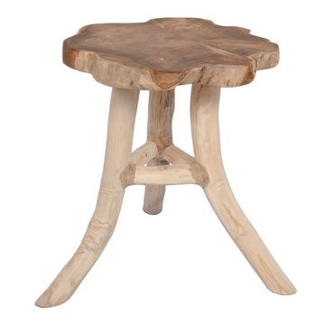 LebensWohnArt Beistelltisch Teak Beistelltisch ROOT ca. H45cm ca. Ø40-45cm Natural massiv Couchtisch