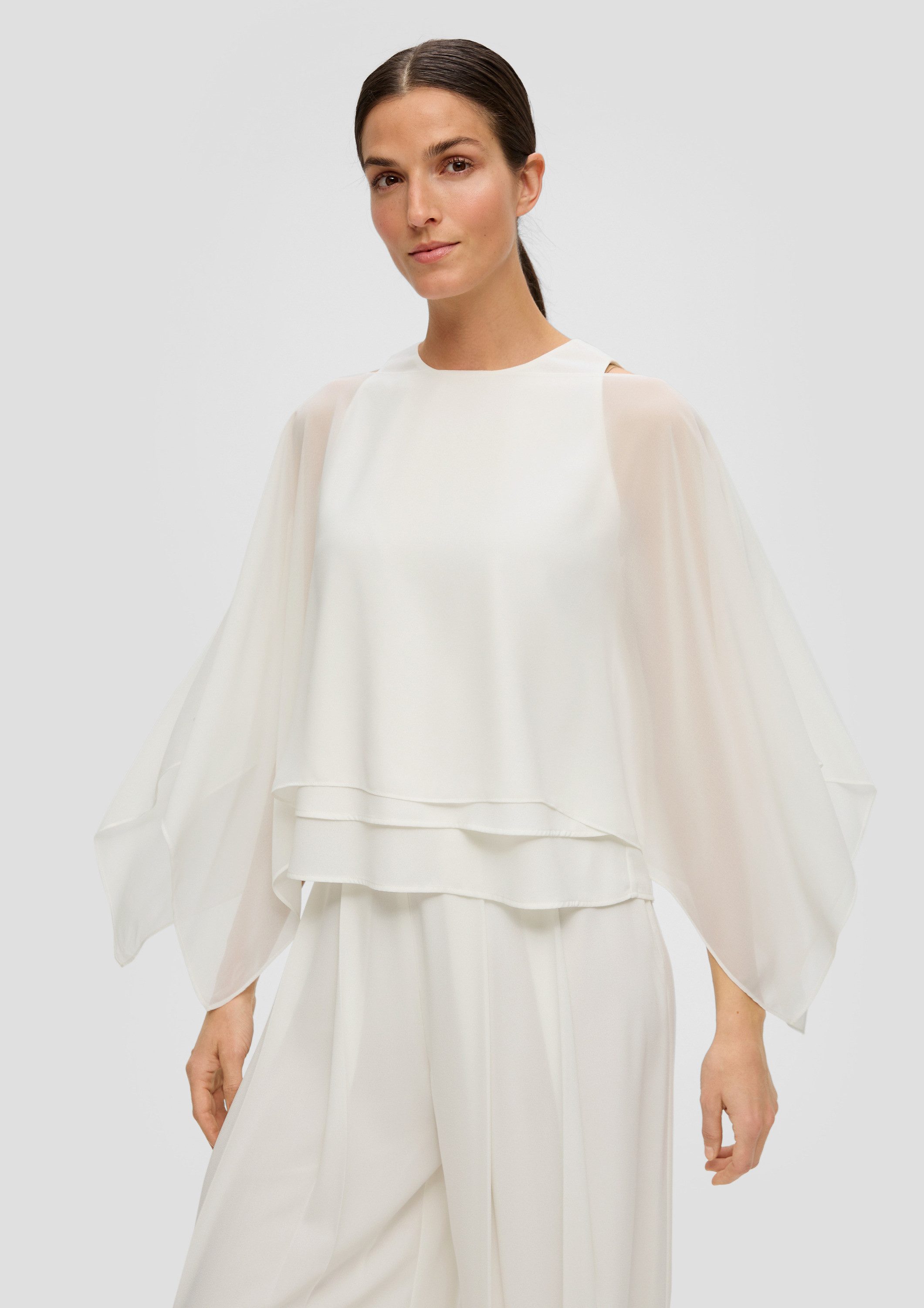 s.Oliver Poncho Tuch Chiffon-Poncho mit U-Boot-Ausschnitt günstig online kaufen
