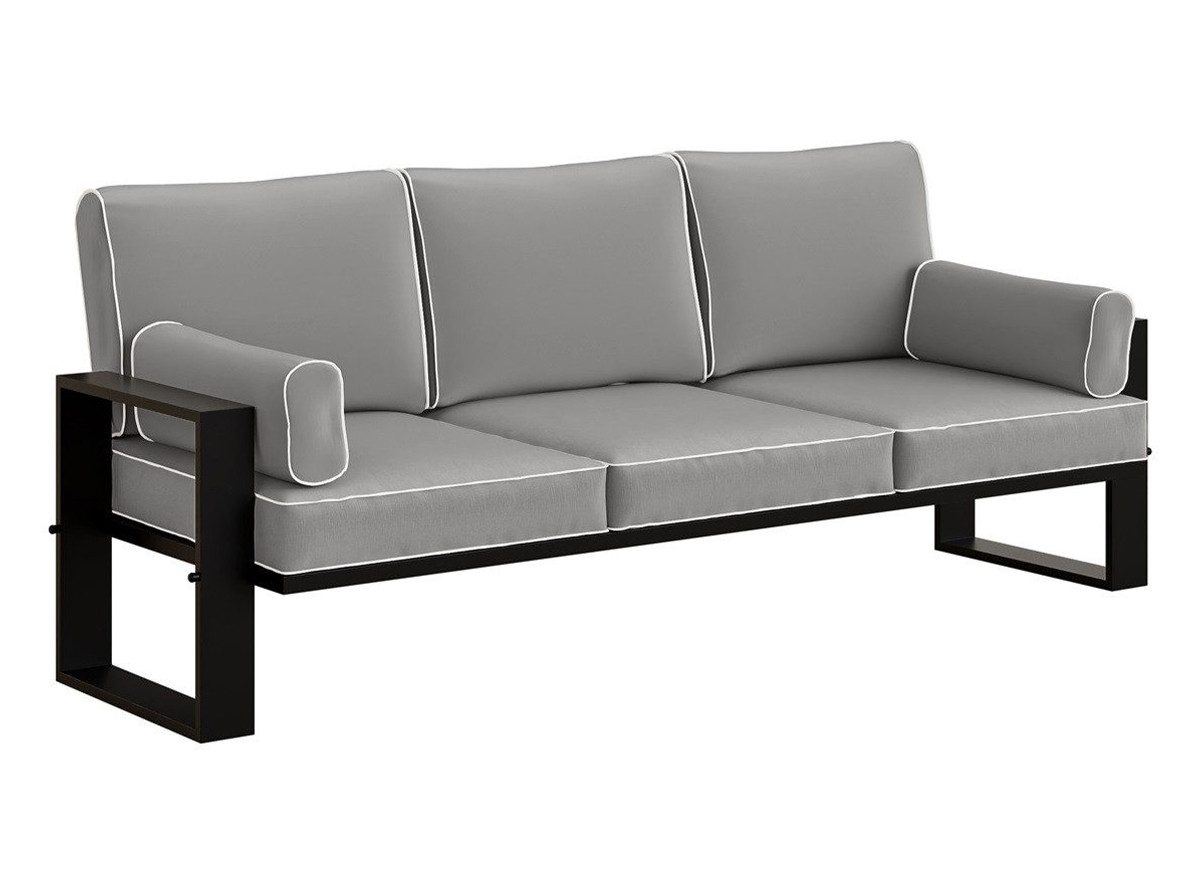 Beautysofa Gartensofa VERDINO - 3sitzer Sofa, Outdoor-Sofa mit Edelstahlrahmen, wasserdichtem Stoff & hohem Sitzkomfort
