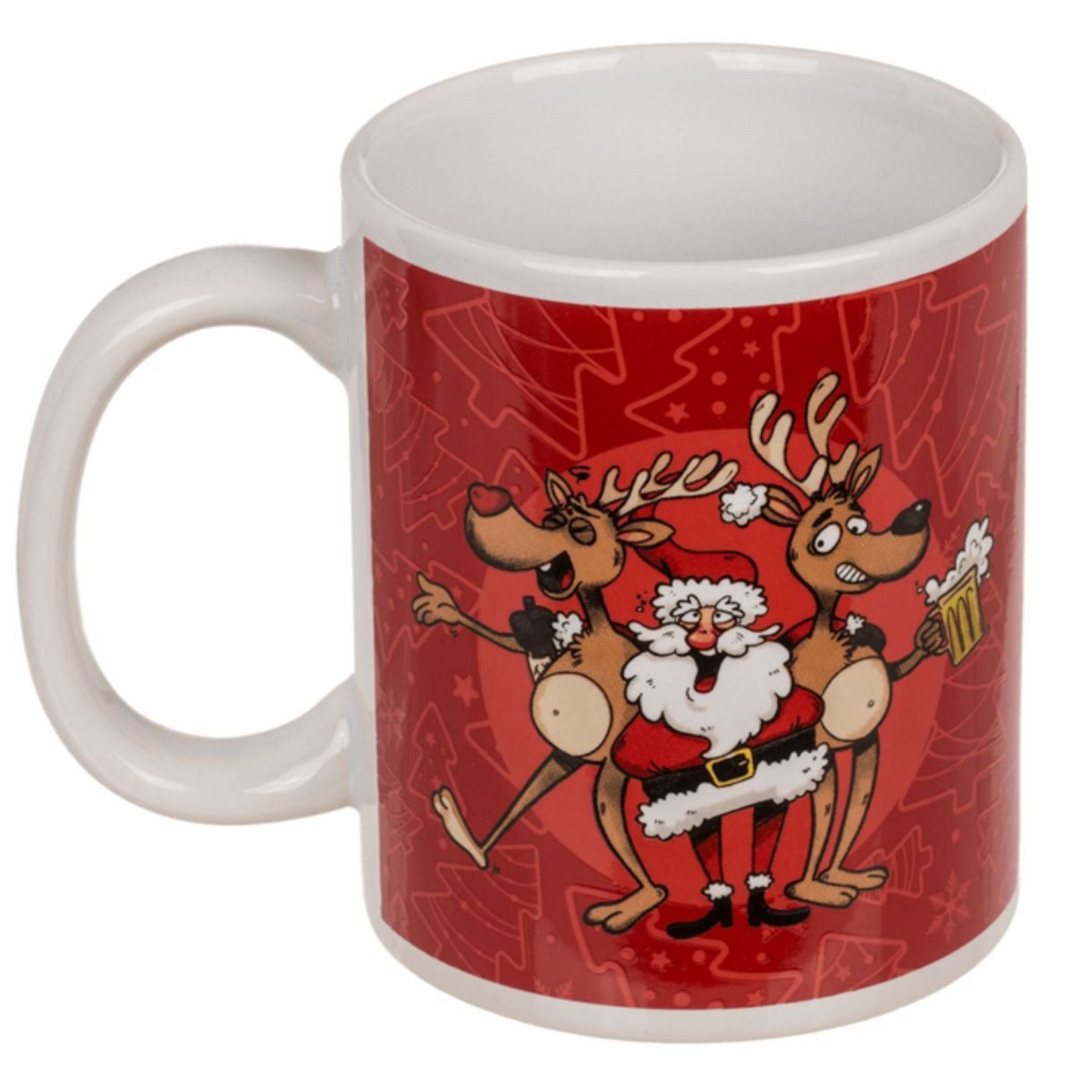 Tasse Weihnachtstasse aus Steingut mit Crazy Santa Motiv ca. 10 x 8 cm