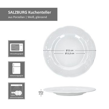 Seltmann Weiden Frühstücksteller 6er Set Salzburg Kuchenteller weiß Porzellan Relief Dessert-Teller