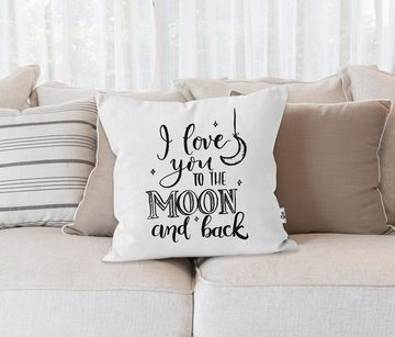 SpecialMe Dekokissen Kissenbezug Spruch I love you to the moon and back Geschenk Partner Freund Freundin Liebe SpecialMe®