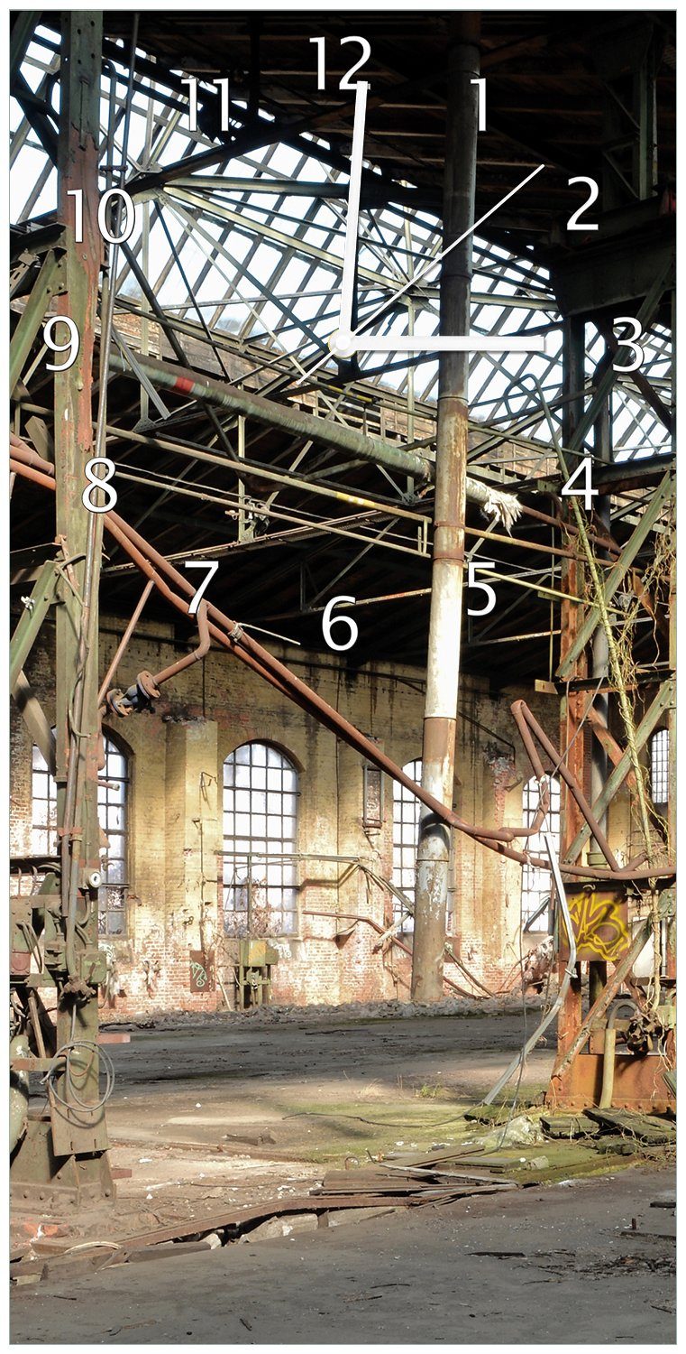 Alte Wallario Industriehalle Wanduhr aus Verlassene Fabrik Acryl) - (Uhr