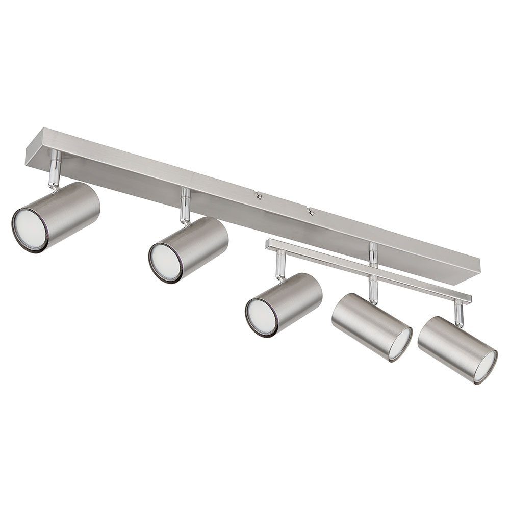 GLOBO LIGHTING Deckenspot, Leuchtmittel nicht inklusive, Deckenstrahler silber Spot Deckenleuchte Spotleiste 5 Flammig
