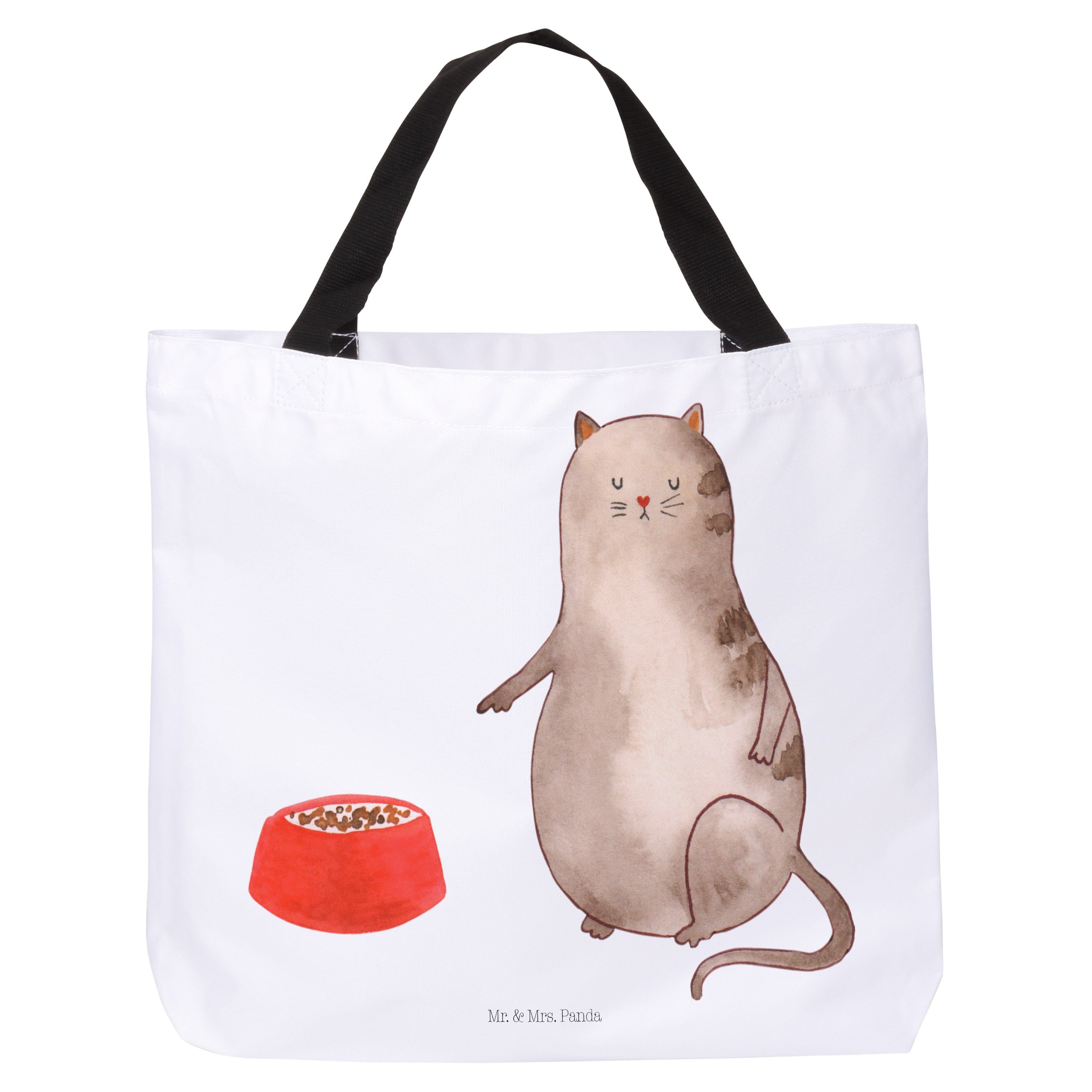 Mr. & Mrs. Panda Shopper Weiß (1-tlg) - Einkaufstasch - Katze Alltagstasche, Geschenk, fressen Beutel