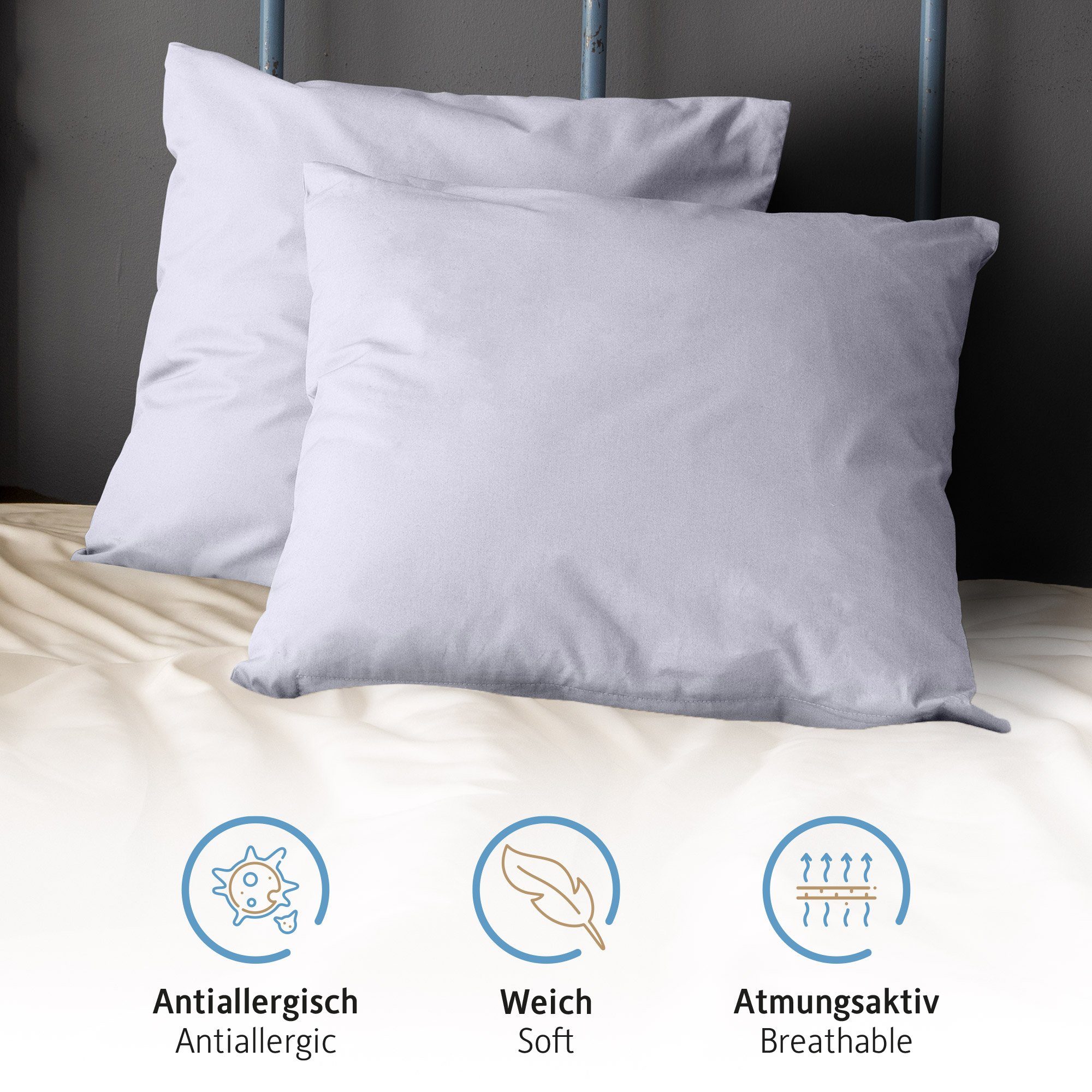 Komfortec Kissenbezug Premium Kopfkissenbezug, gebürstet 100% günstig online kaufen
