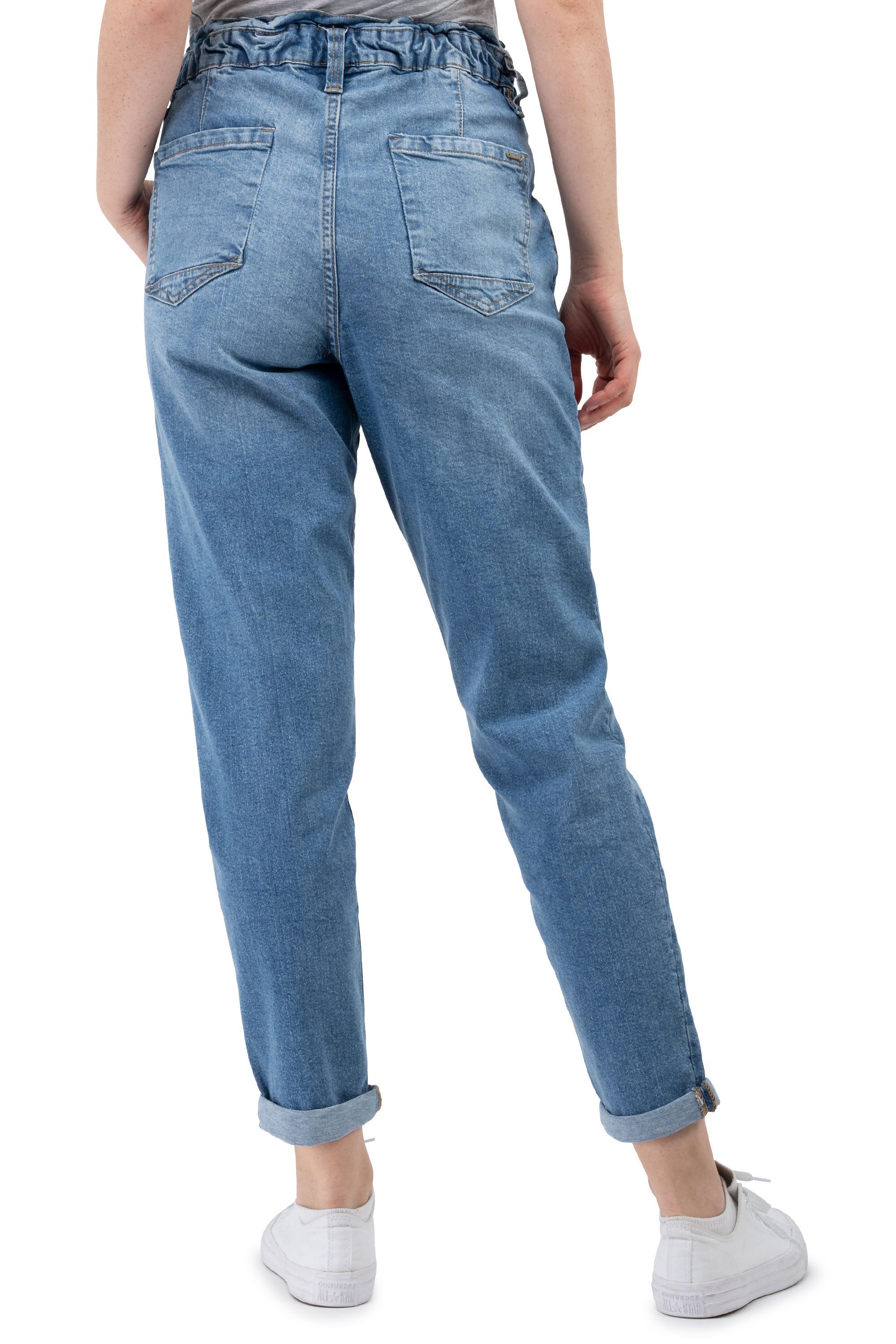 SUBLEVEL Paperbag-Hose Damen Jeans Mid Waist elastisch Moderne Hose – Bild 3 von 5