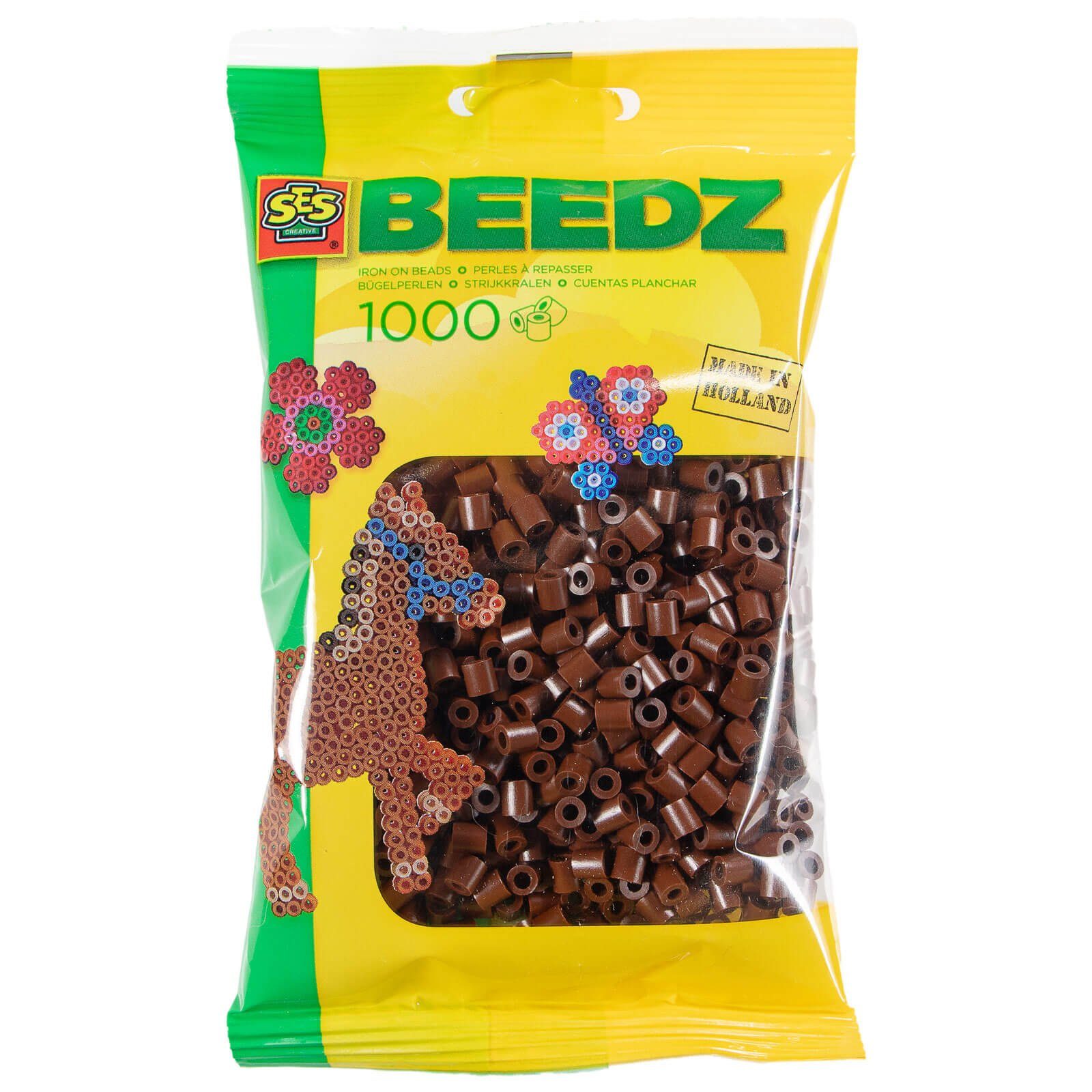 SES Creative Bügelperlen SES Beedz 1000 Bügelperlen - Farbe: Dunkelbraun, (1000-tlg), intensive Farbe