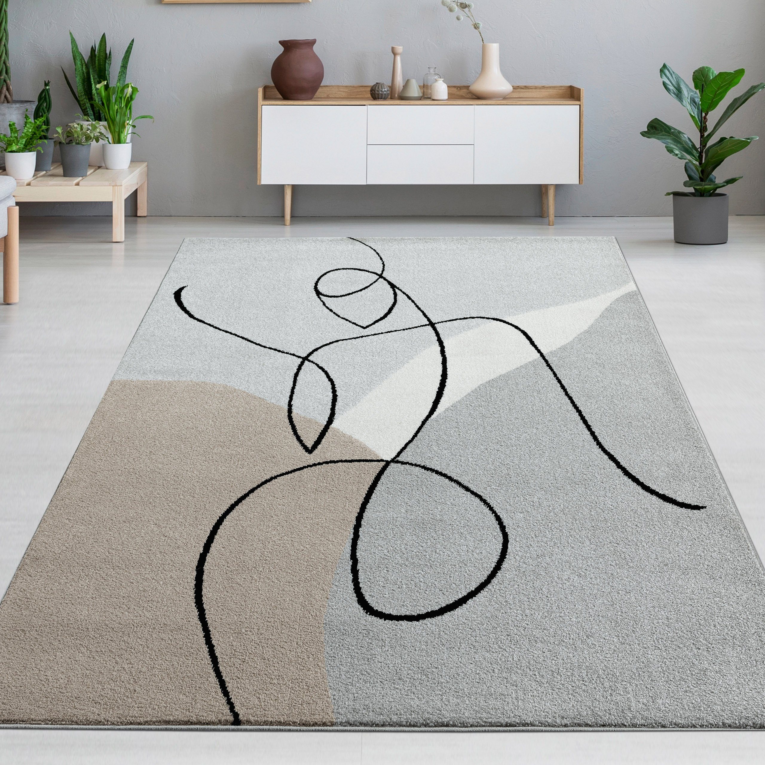 Carpetia Teppich Designer-Teppich in Pastell-Grautönen mit günstig online kaufen