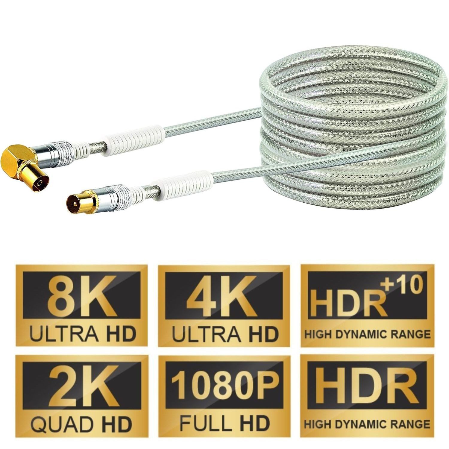 Schwaiger HQ 15m Antennen-Kabel 110db Koaxial-Kabel IEC Video-Kabel, Koaxial, Koaxial (1500 cm), Koax-Kabel Full HD TV 8K 4K UHD HD+ HDR 110 db Ferrit-Filter