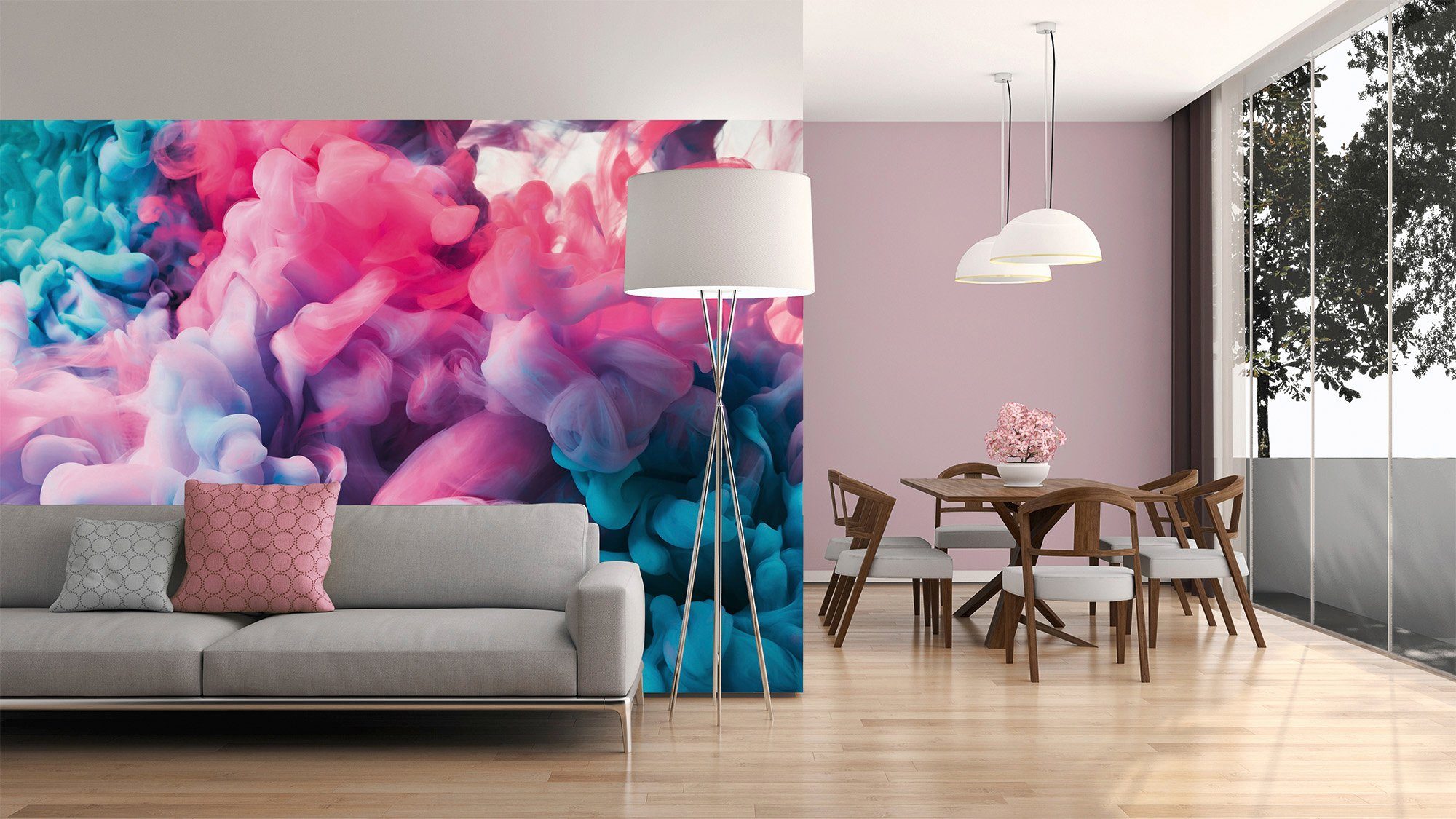 Wand, Vlies, Decke Smoke living Colored Schräge, Designwalls (5 Fototapete glatt, St), 1, walls