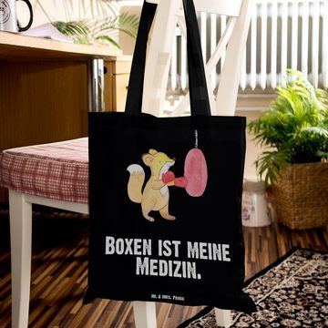 Mr. & Mrs. Panda Tragetasche Fuchs Boxen - Schwarz - Geschenk, Schenken, Boxtraining, Einkaufstasc (1-tlg), Cross Stitching Griffe