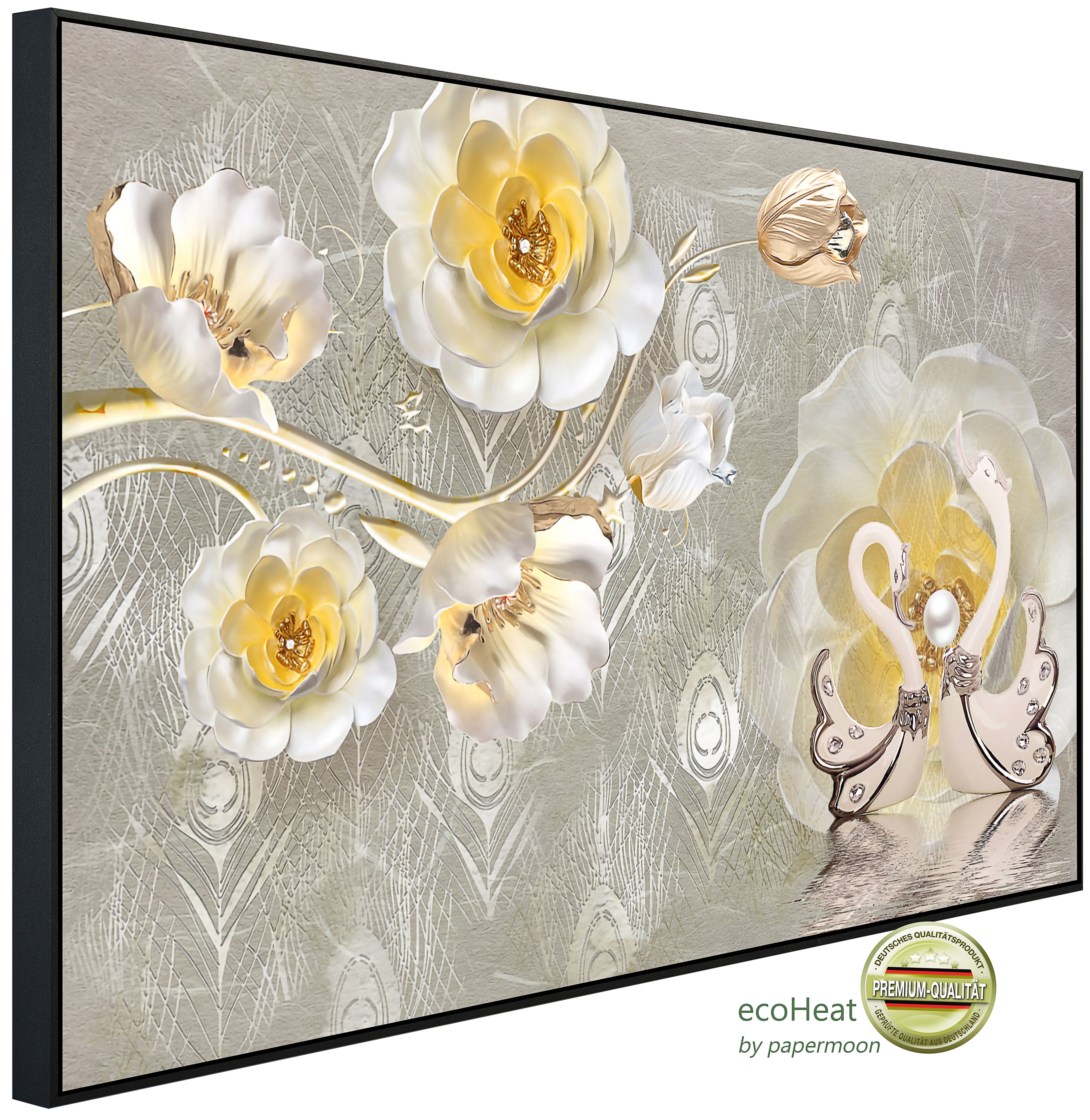 Papermoon Infrarotheizung INFRAROT-BILD-HEIZUNG, Muster mit Blumen, TÜV-Rheinland/GS zertifiziert, angenehme Strahlungswärme