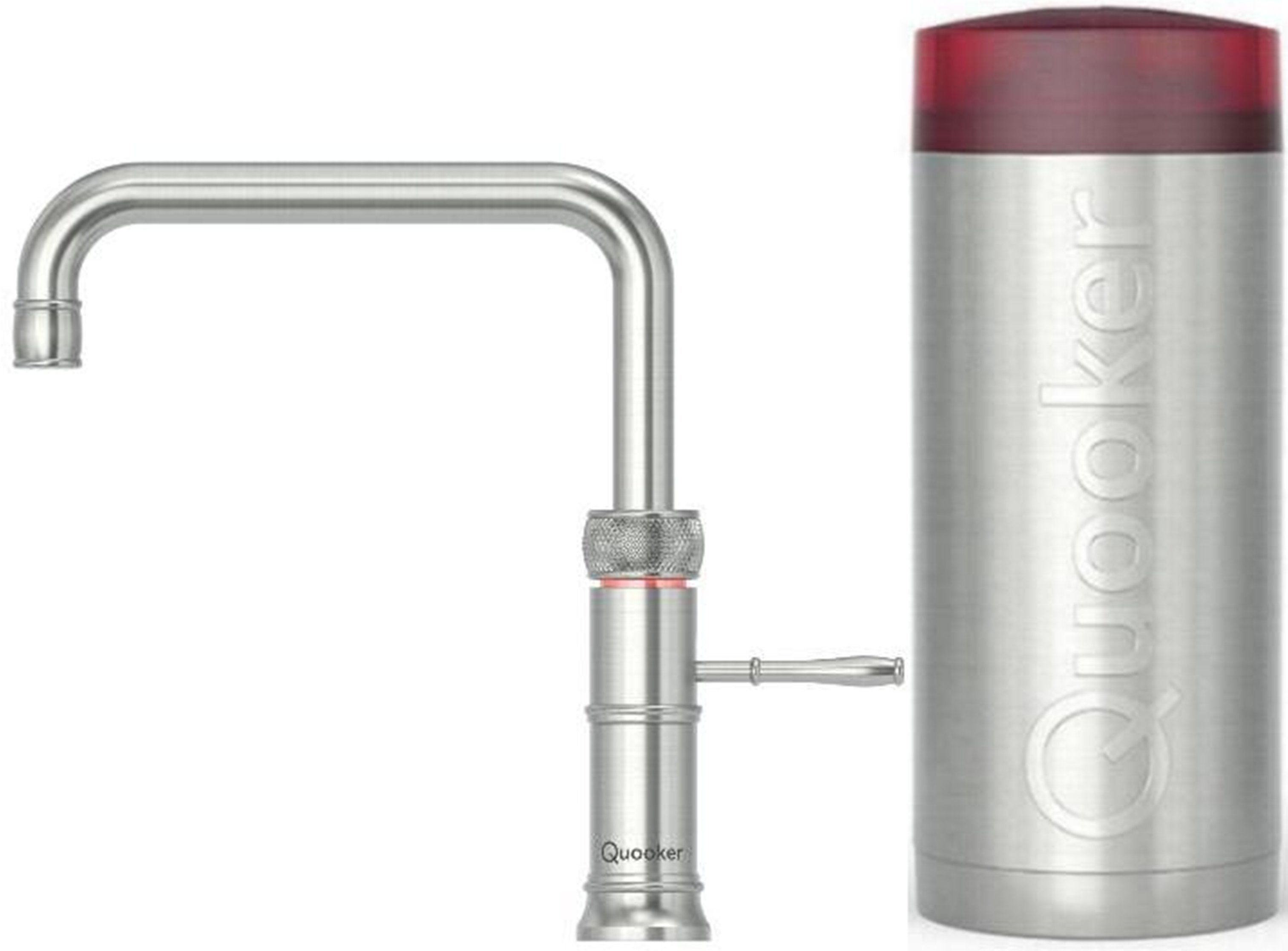 QUOOKER Küchenarmatur QUOOKER CLASSIC FUSION Square COMBI+ B 100°C Armatur (22+CFSRVS) (2-St) Spültischmischer Edelstahl mit 100°C Kochendwasserfunktion