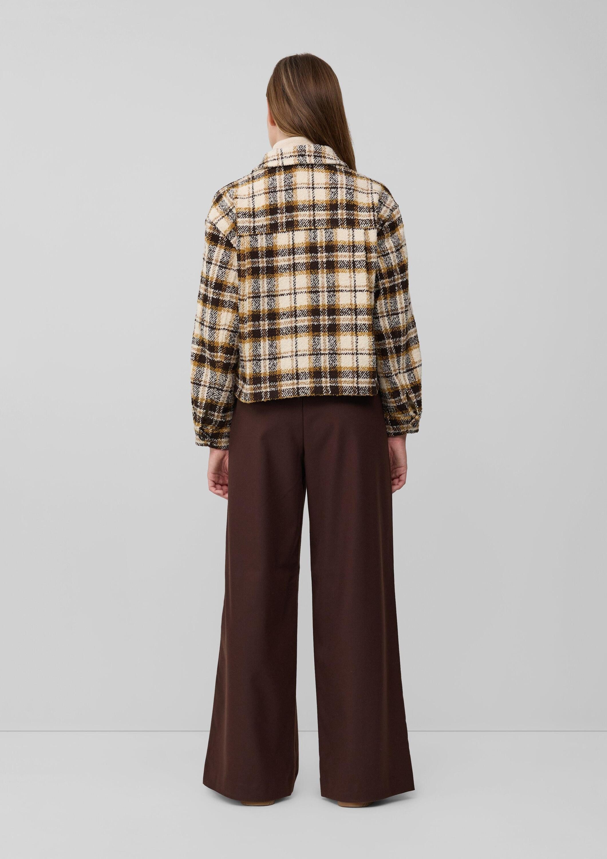 s.Oliver Funktionsjacke Indoor-Jacke Verkürzte Karo-Jacke aus Bouclé
