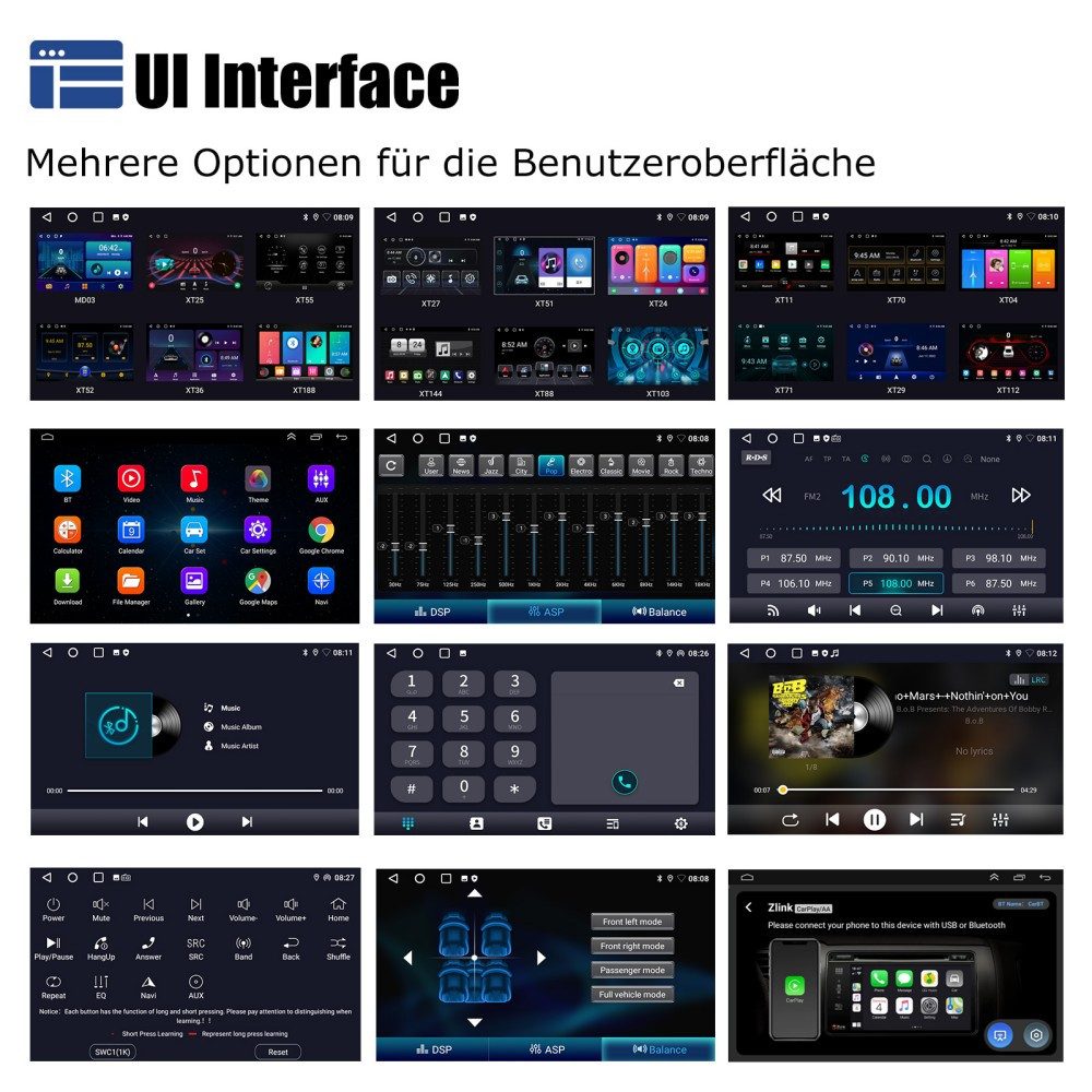ESSGOO 9' Für Peugeot 407 2004-2011 Ansroid 14 Type-C GPS Autoradio (Digitalradio (DAB), RDS, FM, AM, Carplay Android Auto RDS NAVI SWC)