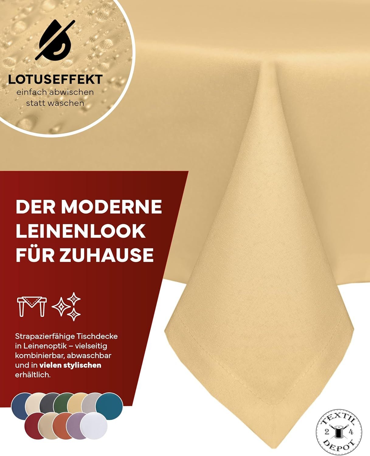 texpot Tischdecke Lotuseffekt Leinenoptik Bügelfrei Fleckschutz wasserabwei günstig online kaufen