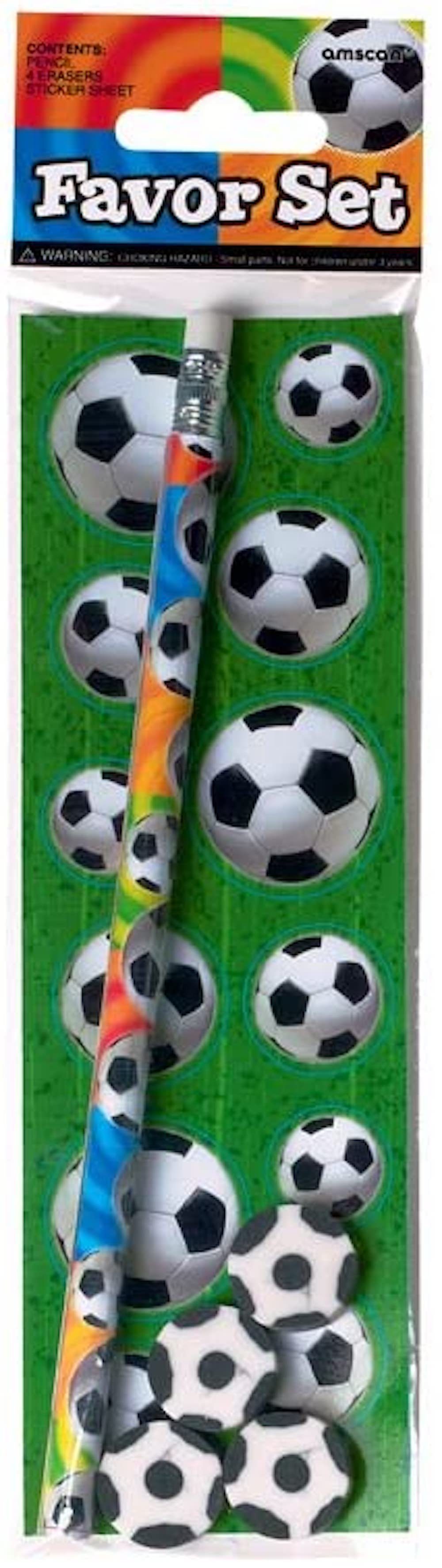 Stickern Fußball mit Schreibset 17-TLG. Pompon Amscan
