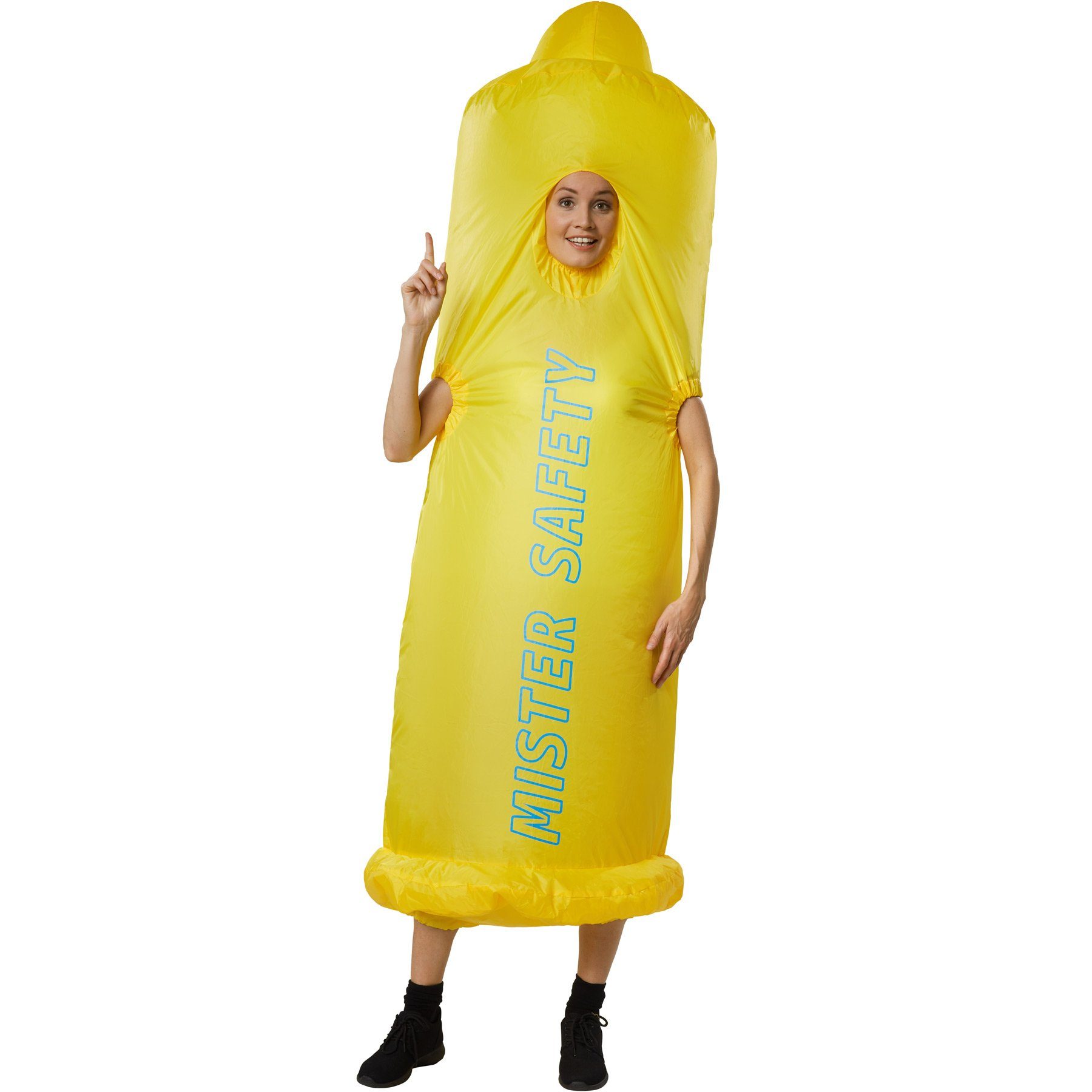dressforfun Kostüm Selbstaufblasbares Kostüm Kondom, Anzug mit Aufschrift „Mister Safety“
