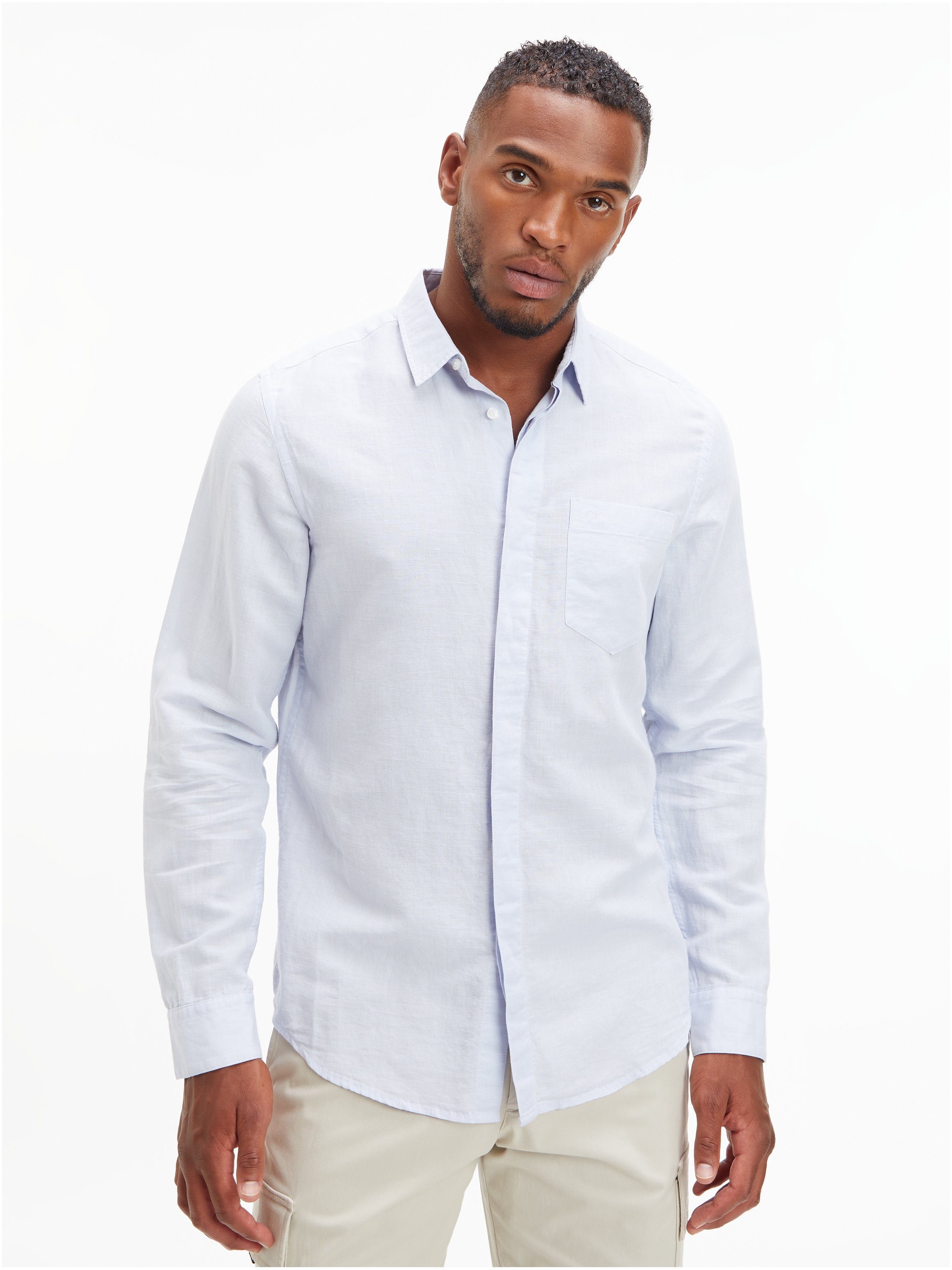 Calvin Klein Langarmhemd COTTON LINEN CHEST POCKET günstig online kaufen