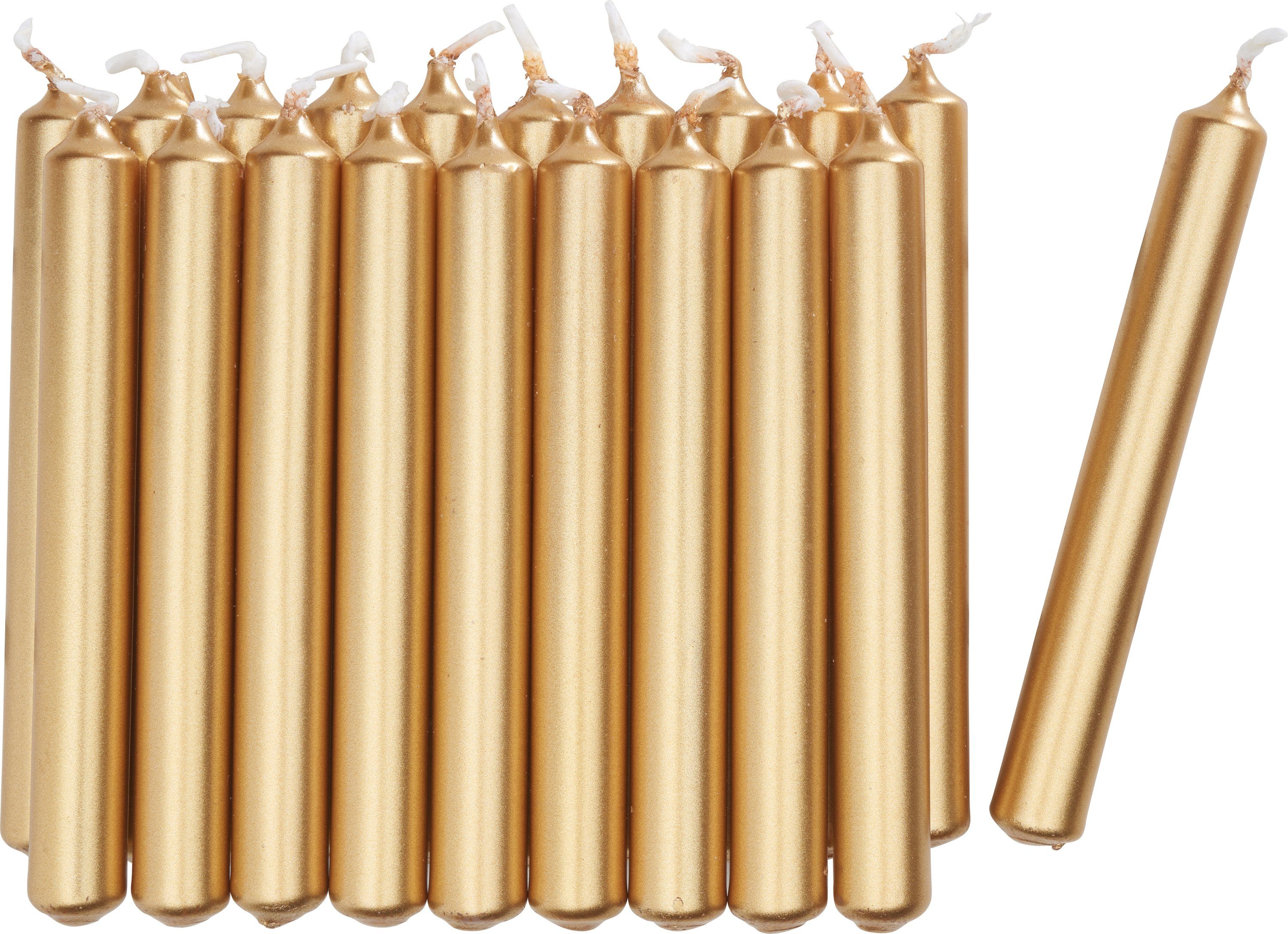 Wenzel Stumpenkerze Baumkerzen Gold, 20 Stück