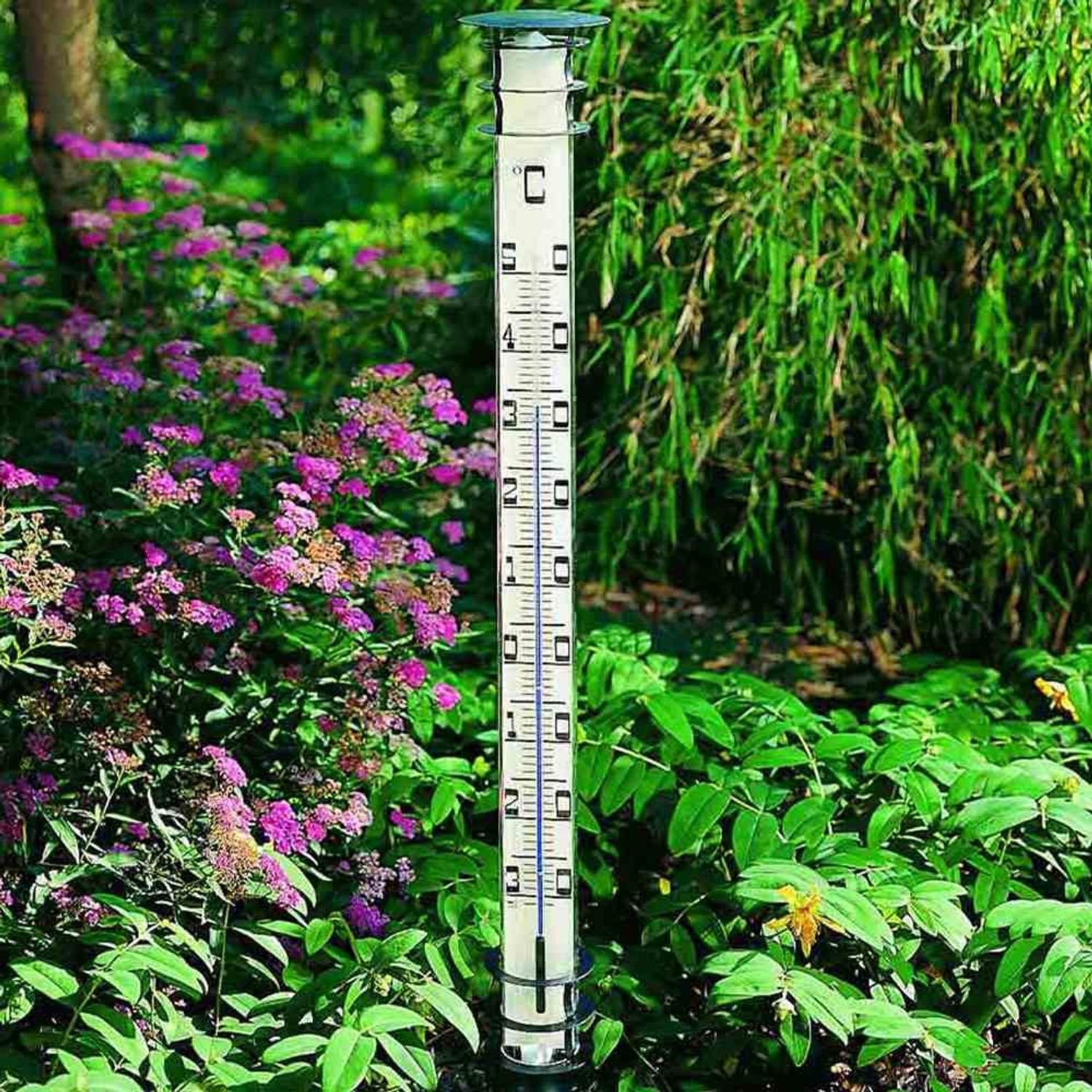 TFA Dostmann Gartenthermometer Jumbo-Gartenthermometer aus Metall Höhe 115 cm, Kopf und Fuss