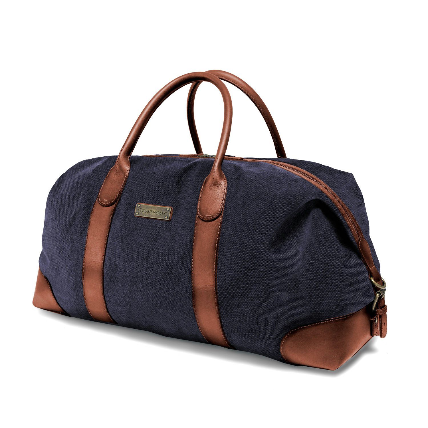 (L) Damen, Vintage-Design, Weekender Canvas Reisetasche DRAKENSBERG Marine-Blau, und im »David« Herren, handgemacht Büffelleder,