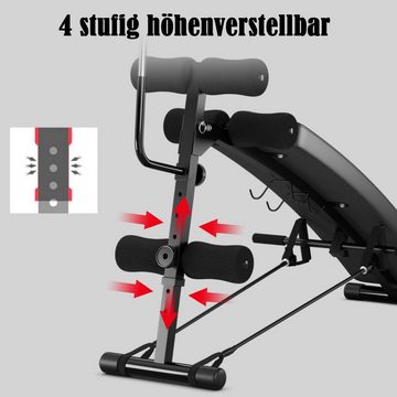 COSTWAY Bauchtrainer Sit Up Bank, mit Punchingball & Zugseilen