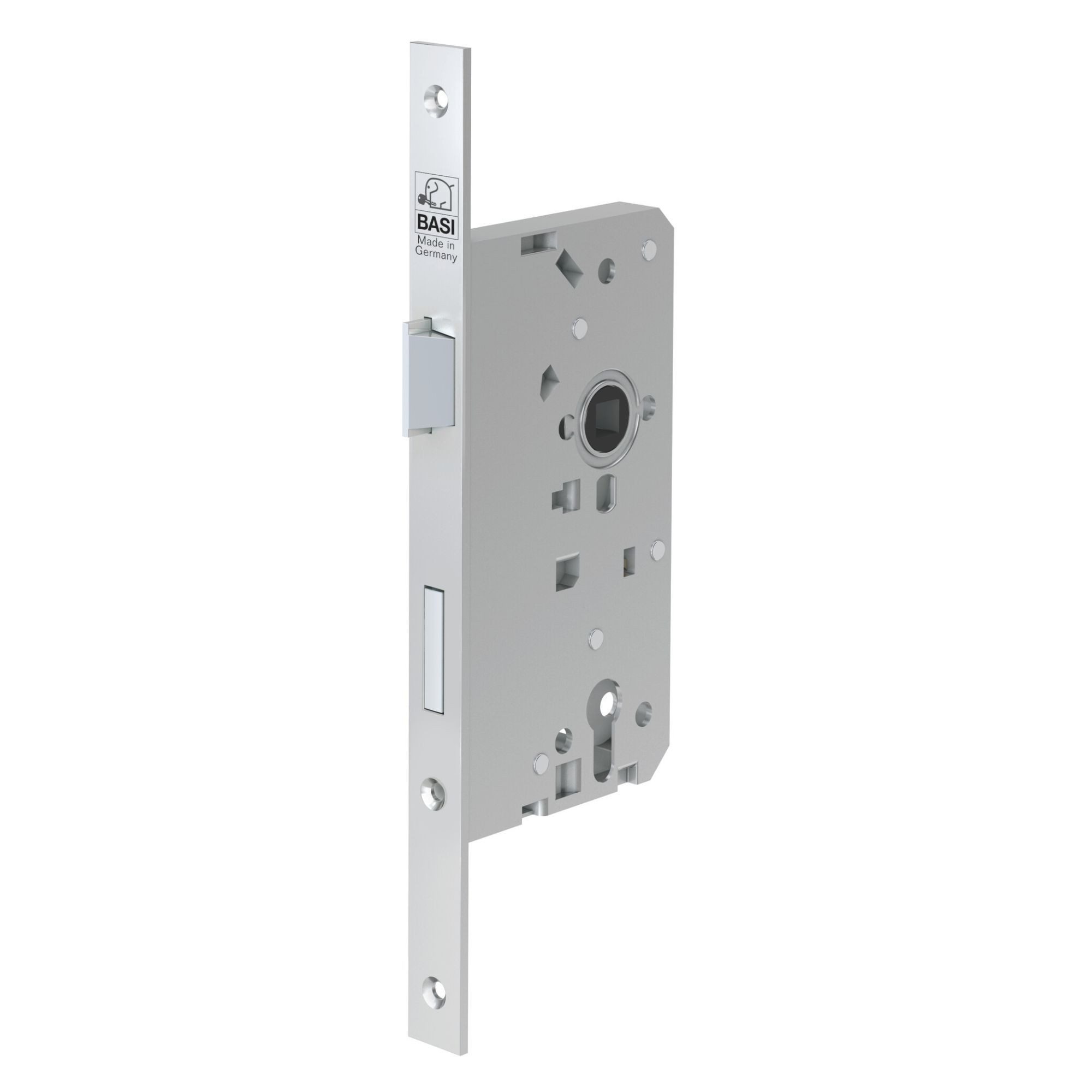 BASI Einsteckschloss Haustürschloss PZ-Lochung 92/10 mm, Dornmaß 65 mm, Packung, DIN Links, Stulp 280x22 mm, käntig, Dorn 65 mm, Abstand 92 mm