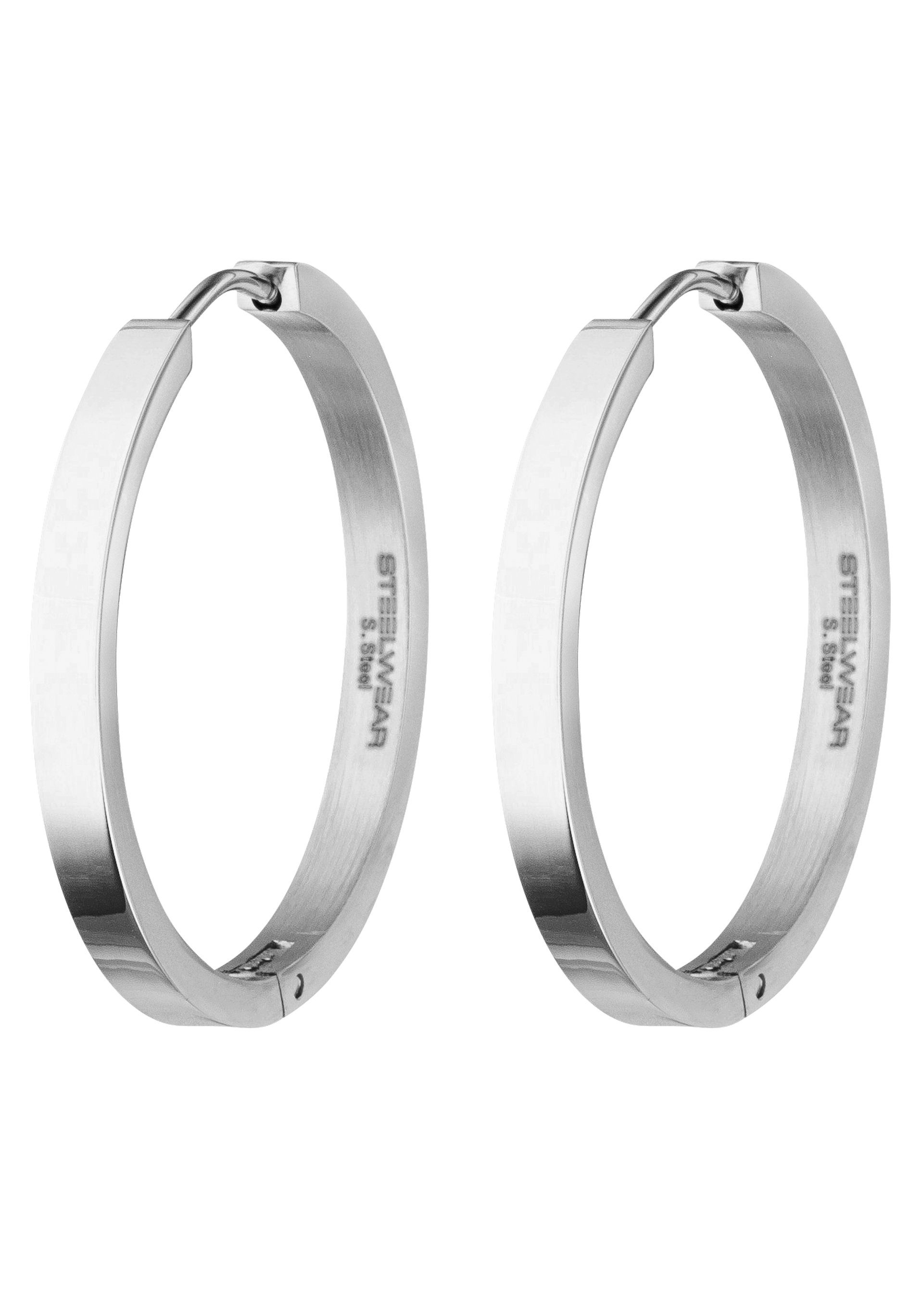 STEELWEAR Paar Creolen Schmuck Geschenk Ohrschmuck Barcelona, Gold + Silber, versch. Größen, mit Zirkonia (synth)