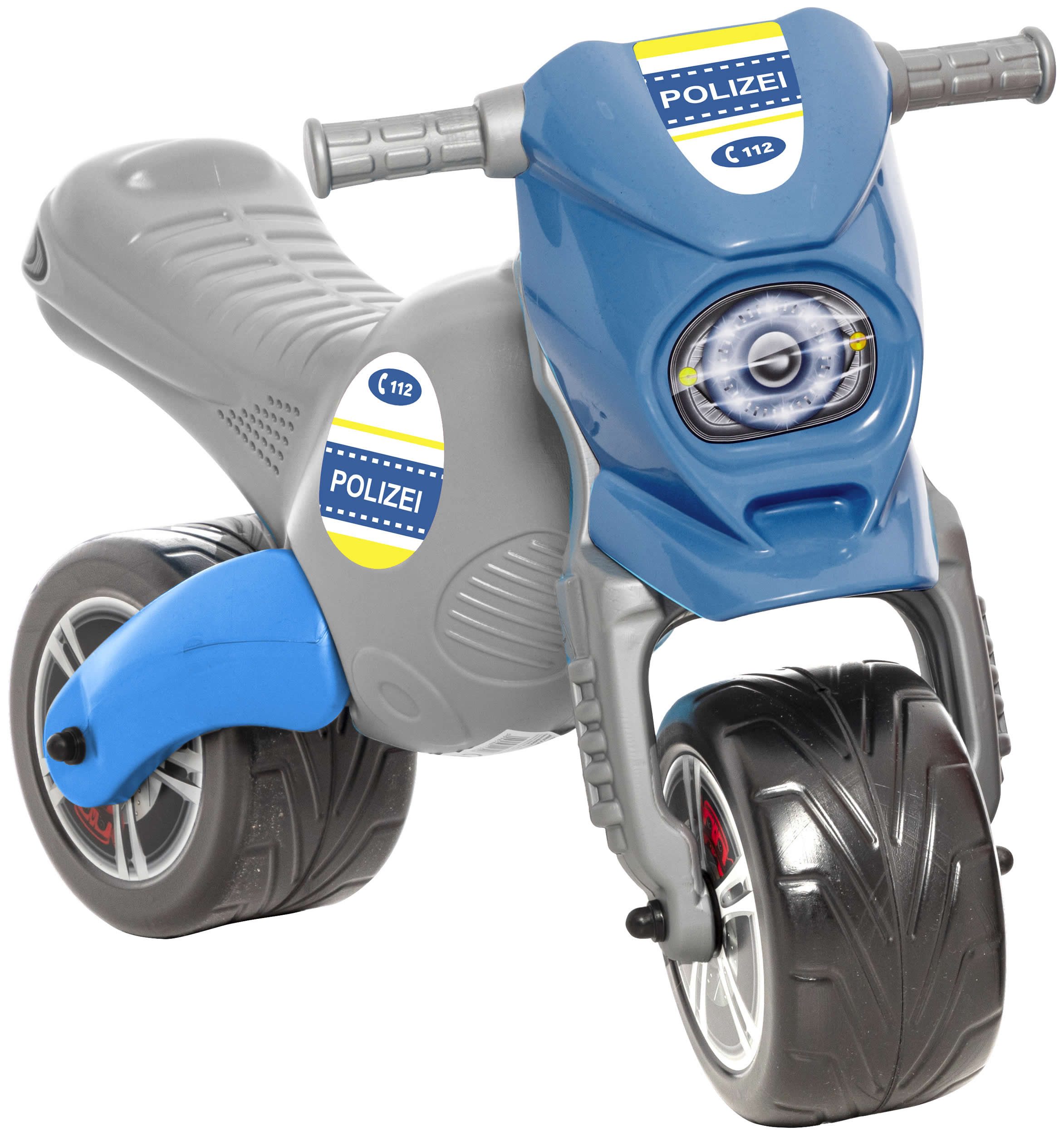 Rutschmotorrad Rutscher Motorrad Fahrzeug Cross 8 Polizei Laufrad Lauflernrad blau
