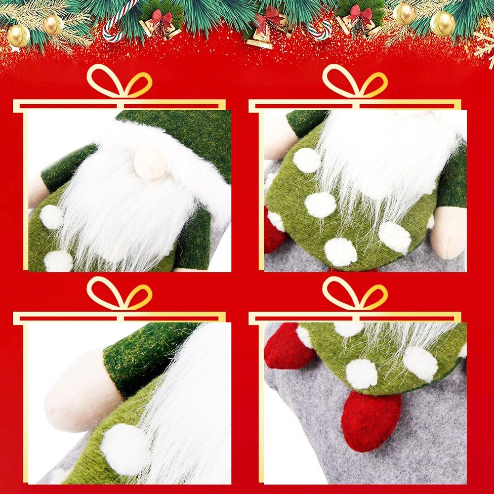 Weihnachtsstrumpf Socken Rosnek Christbaumschmuck (Rot+Grün+Grau)*3 für Deko Neujahr (9-tlg), Weihnachtsbaum Geschenktüte,