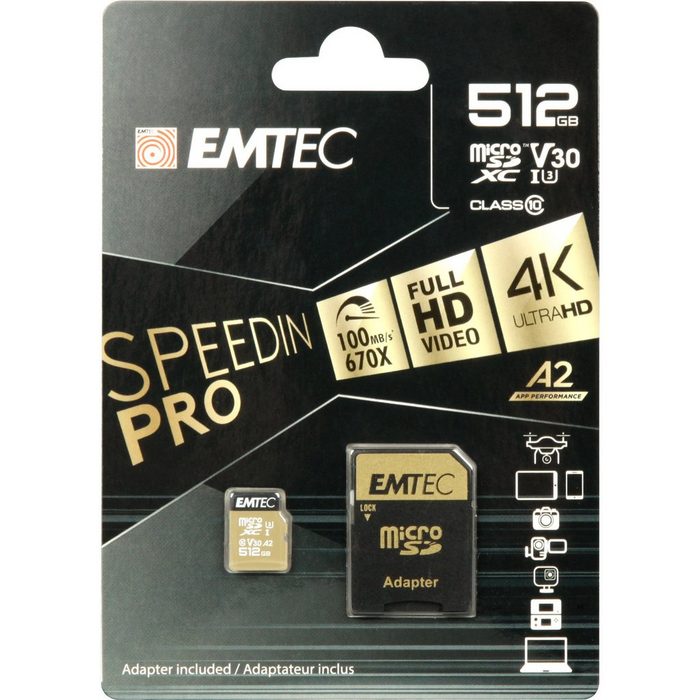 EMTEC SpeedIN PRO 512 GB microSDXC Speicherkarte (512 GB GB)