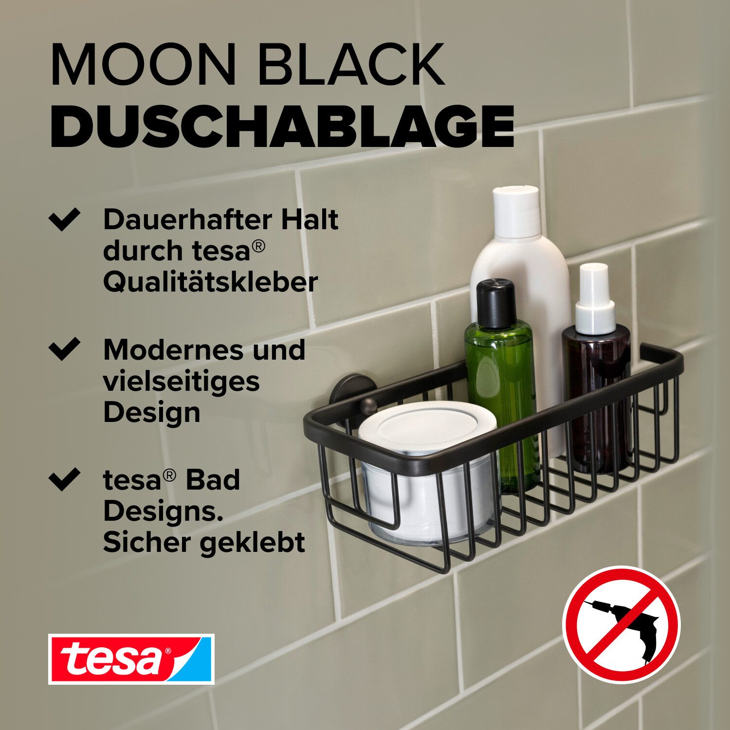 tesa Duschablage MOON Duschkorb ohne Bohren günstig online kaufen