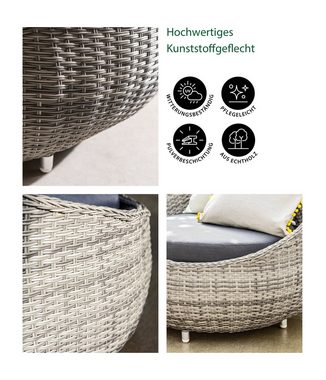 Dehner Gartenlounge-Set Geflecht-Lounge Avani, 4-teilig, inkl. Polster, Stylische Geflecht-Gartenlounge inkl. Tisch mit Glasplatte & Polster