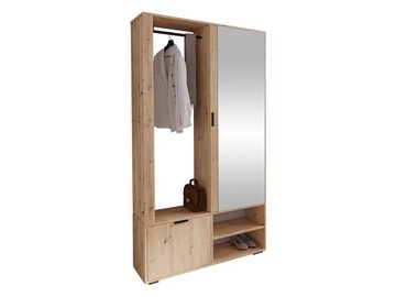 MIRJAN24 Garderoben-Set Milo, (mit Spiegel), mit Kleiderstange, Loft Stil, Lamellen