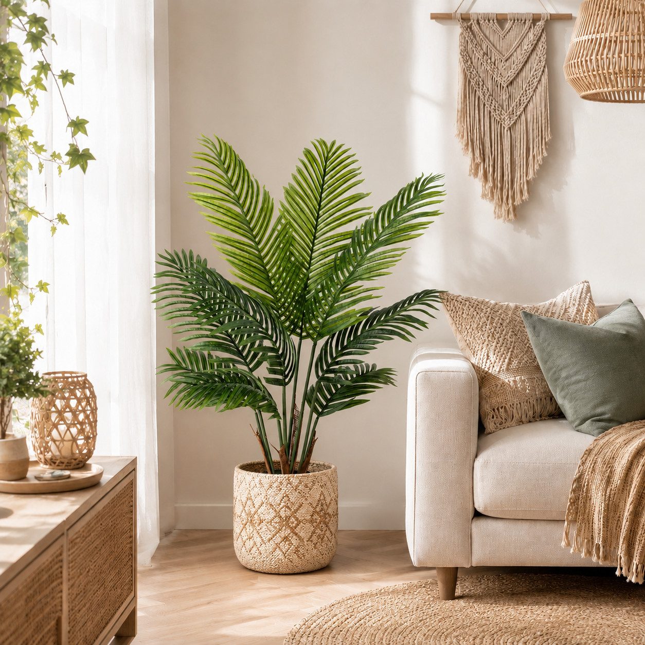 Kunstpalme Künstliche Areca Palme, Künstliche Palme, Kunstpalme mit Topf Areca Palme, PASCH, Höhe 110 cm – Bild 3 von 5