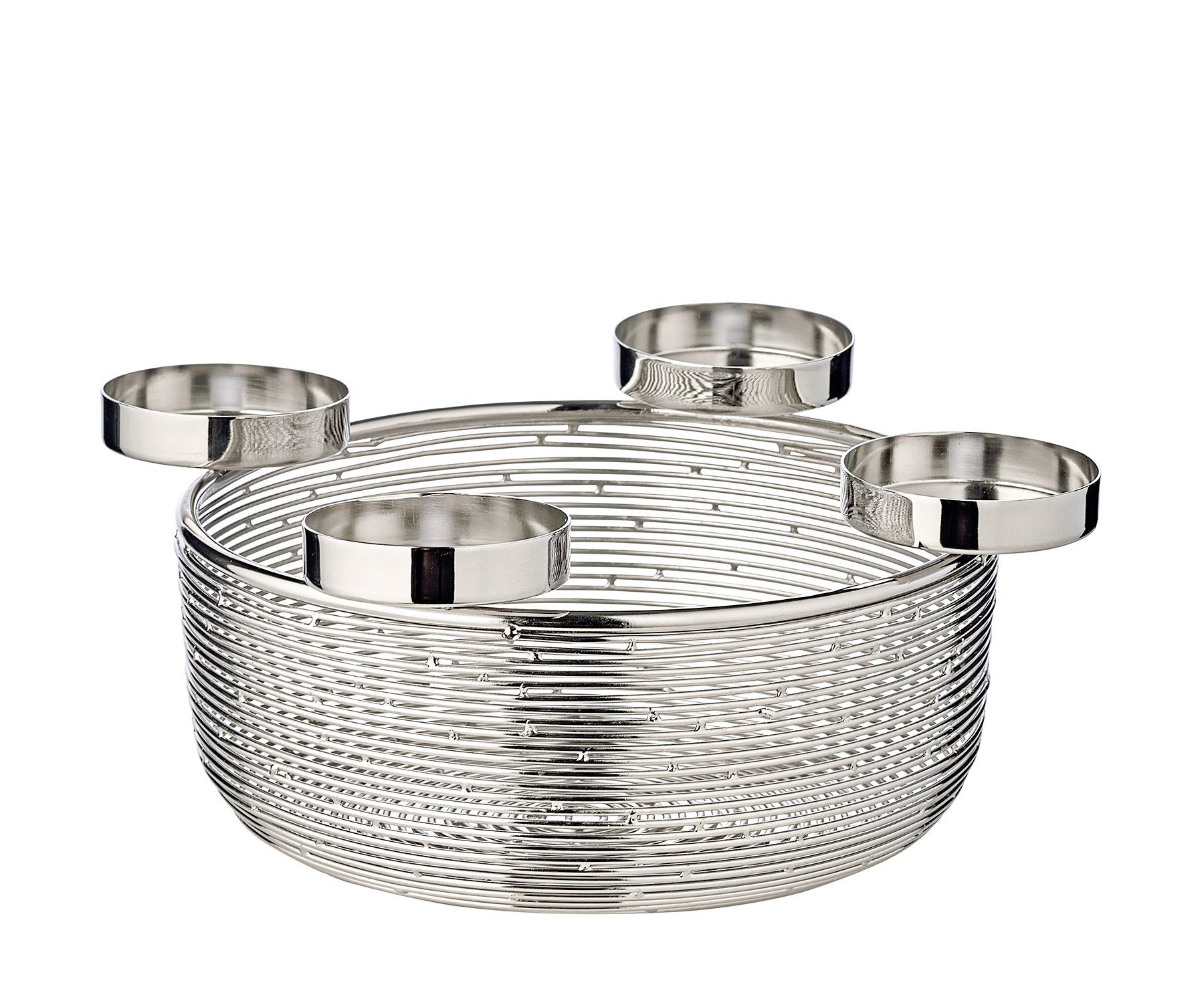 EDZARD Adventskranz Rio, Ø 26 cm, für 4 Kerzen á Ø 6 cm, Silber-Optik, vernickelt