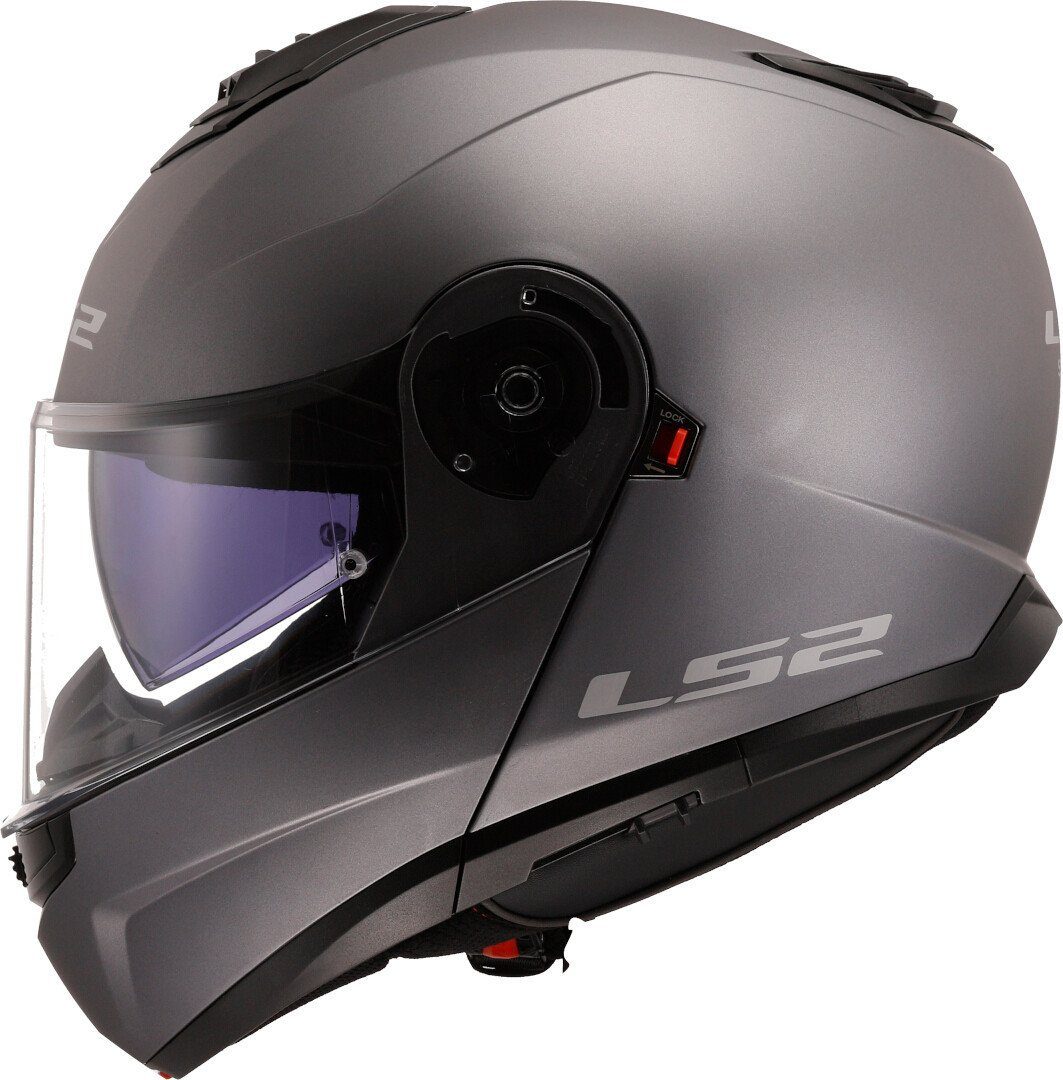 LS2 Motorradhelm FF908 Strobe II Solid Klapphelm, vorbereitet für Kommunikationssystem,integriertes Sonnenvisier