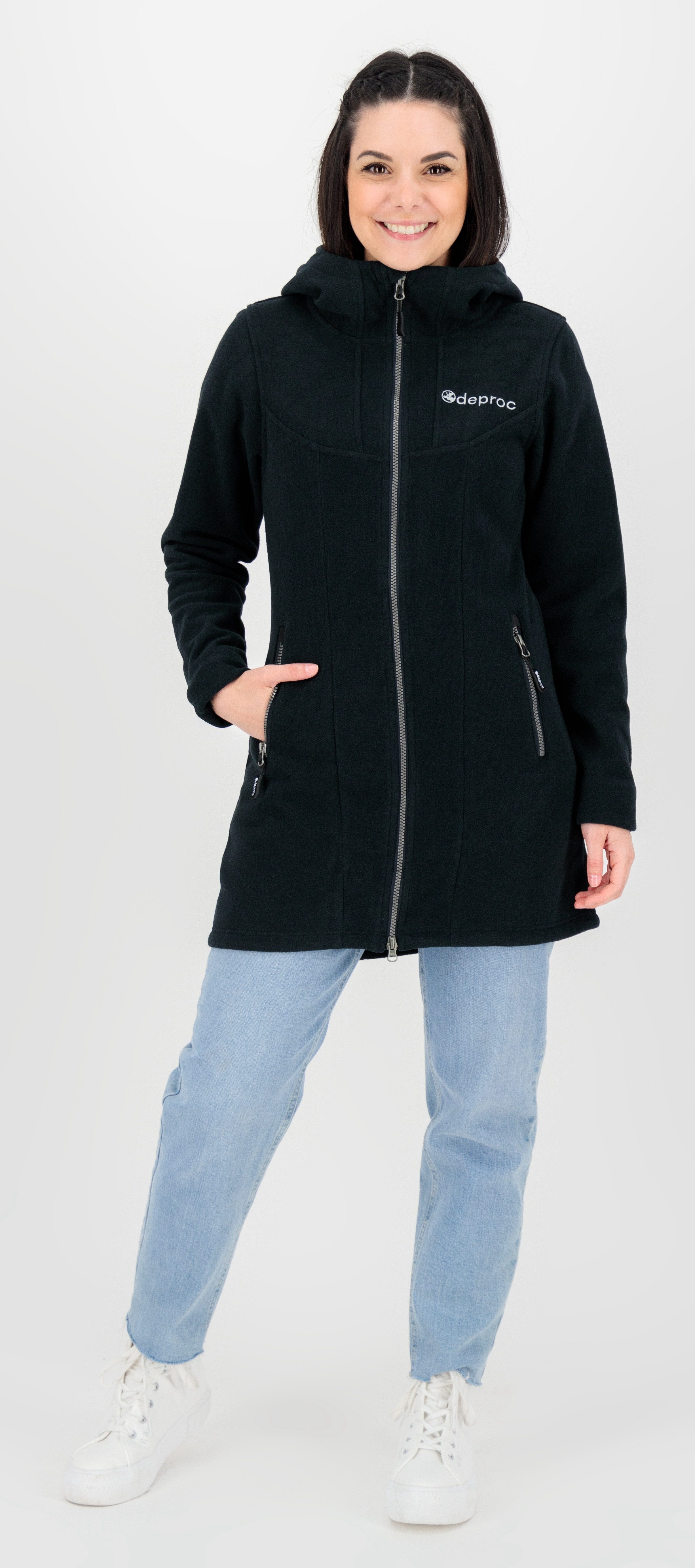 DEPROC Active Fleecejacke GLORY APRIL CS Strickfleecemantel, Fleecemantel auch in Großen Größen