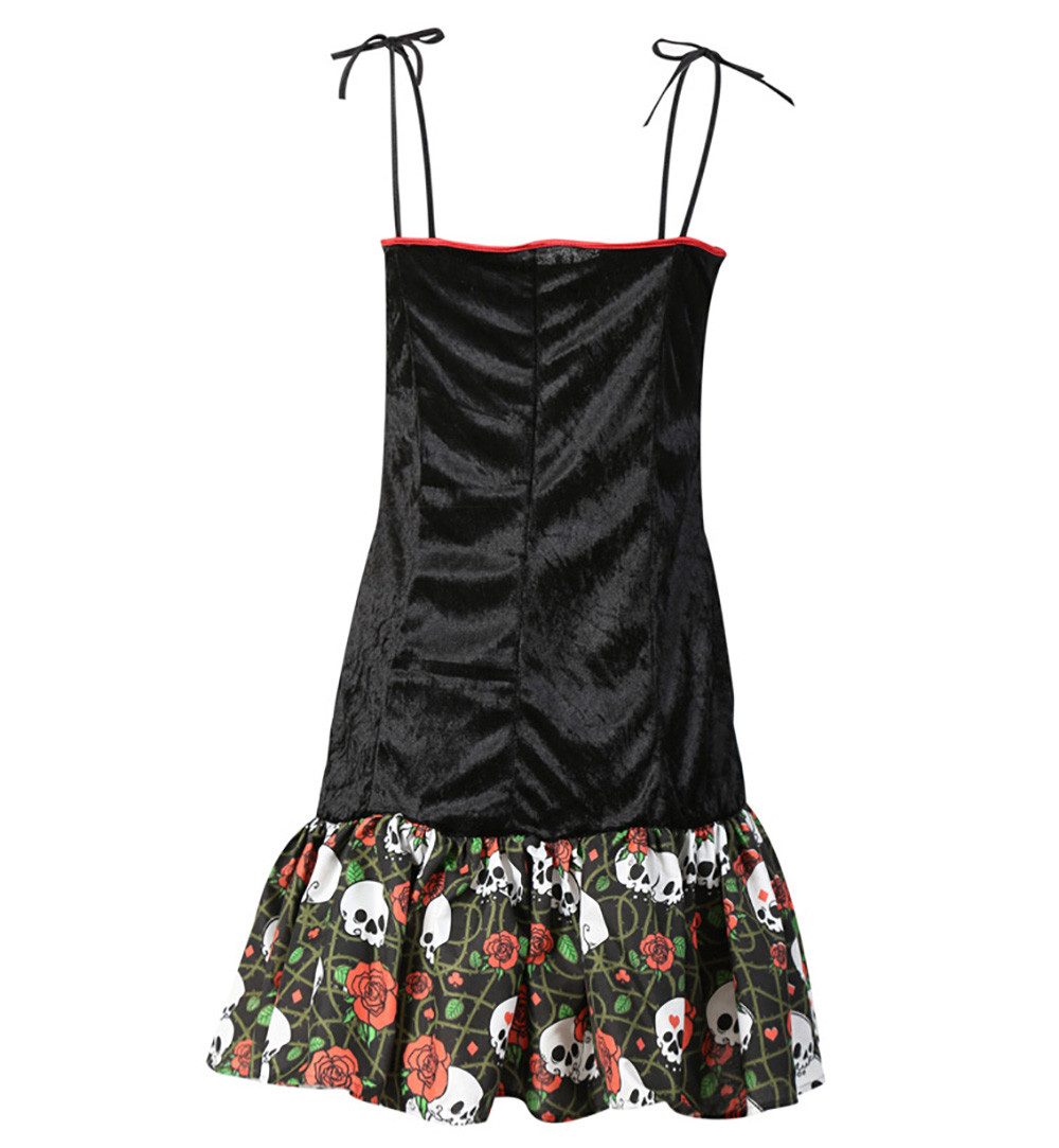 Fries Zombie-Kostüm Totenkopf Kleid Mexikanischer Totentag Día de los Muertos Damen