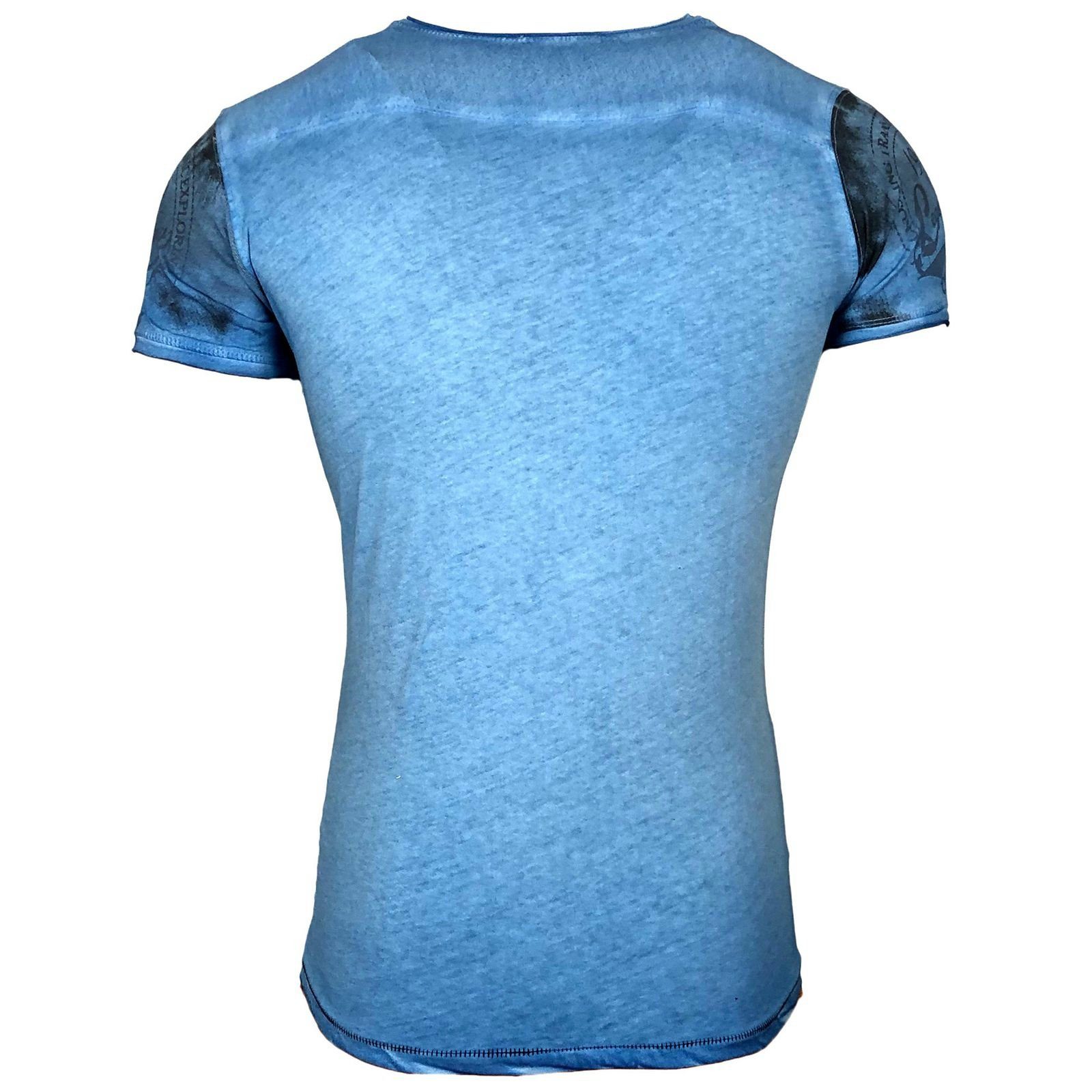 Rusty Neal T-Shirt mit mehrfarbig Print großem blau