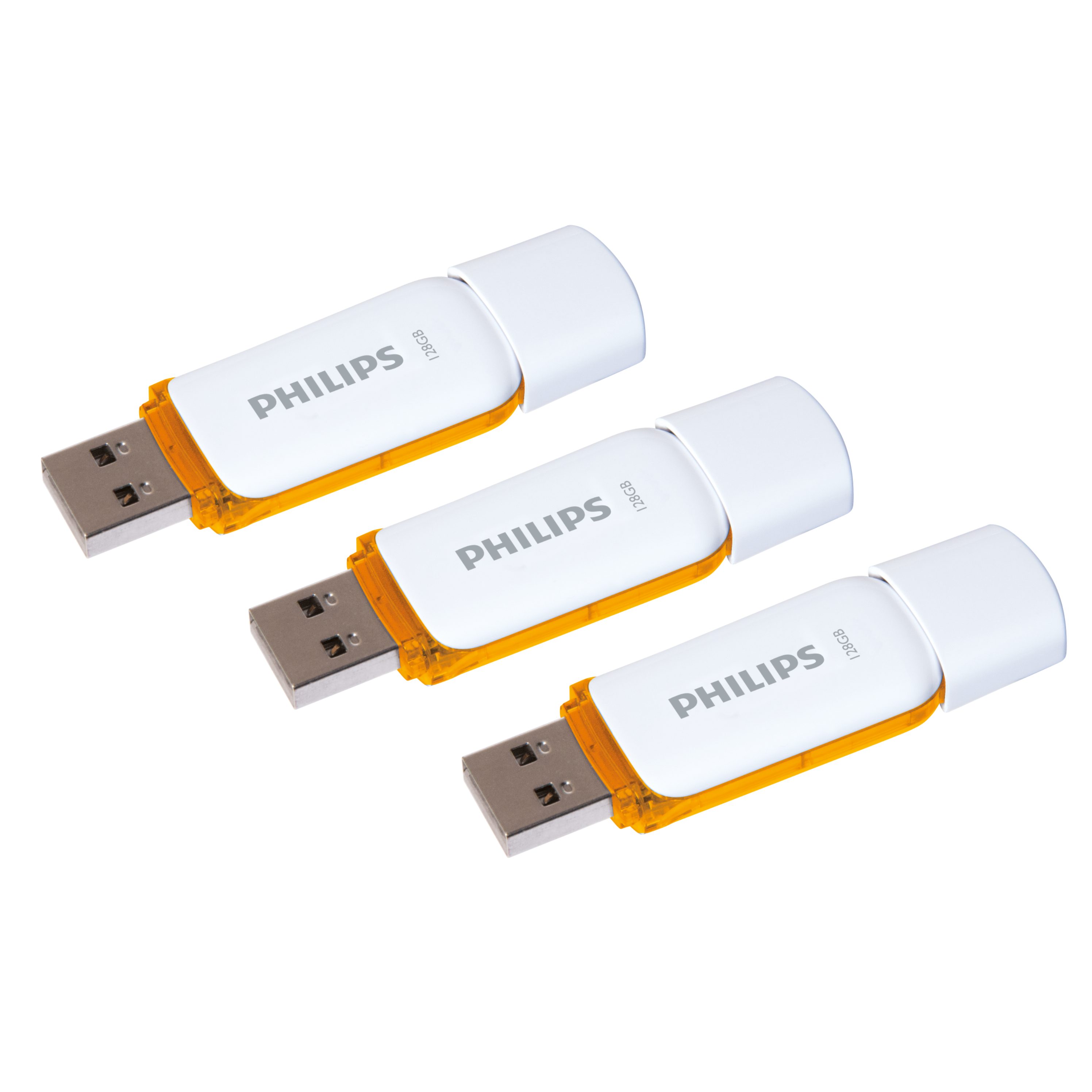 Philips FM12FD70E/00 USB-Stick (USB 2.0, Lesegeschwindigkeit 23,00 MB/s, 128 GB USB-Stick, Sunrise Orange, 3er-Pack)