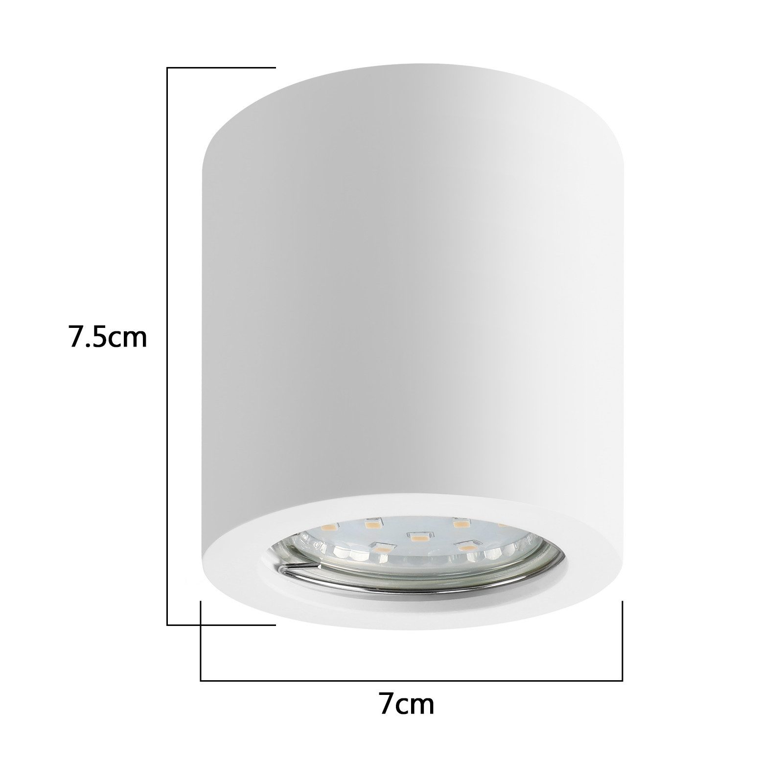 ZMH Aufbauleuchte Weiß GU10 Deckenstrahler aus Gips Modern klein für Küche Wohnzimmer, ohne Leuchtmittel, Modern klein Deckenlampe Max.40W für Kunstausstellung  – Bild 3 von 5