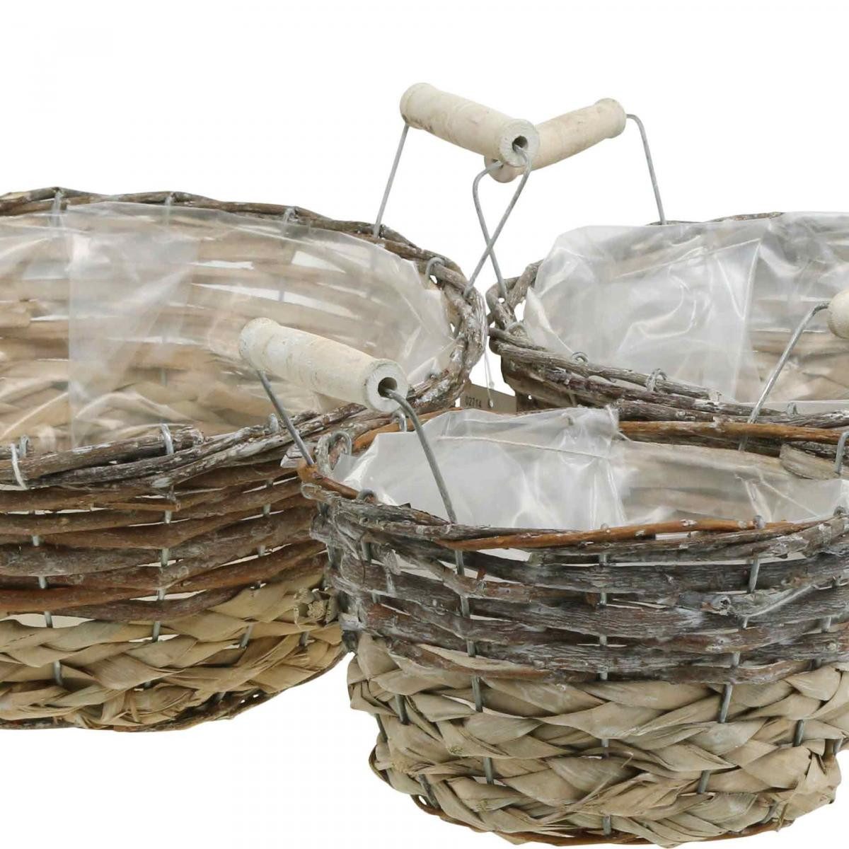 Florists Products Dekokorb Pflanzkörbe aus Naturholz mit Griffen für Deko und vielseitige